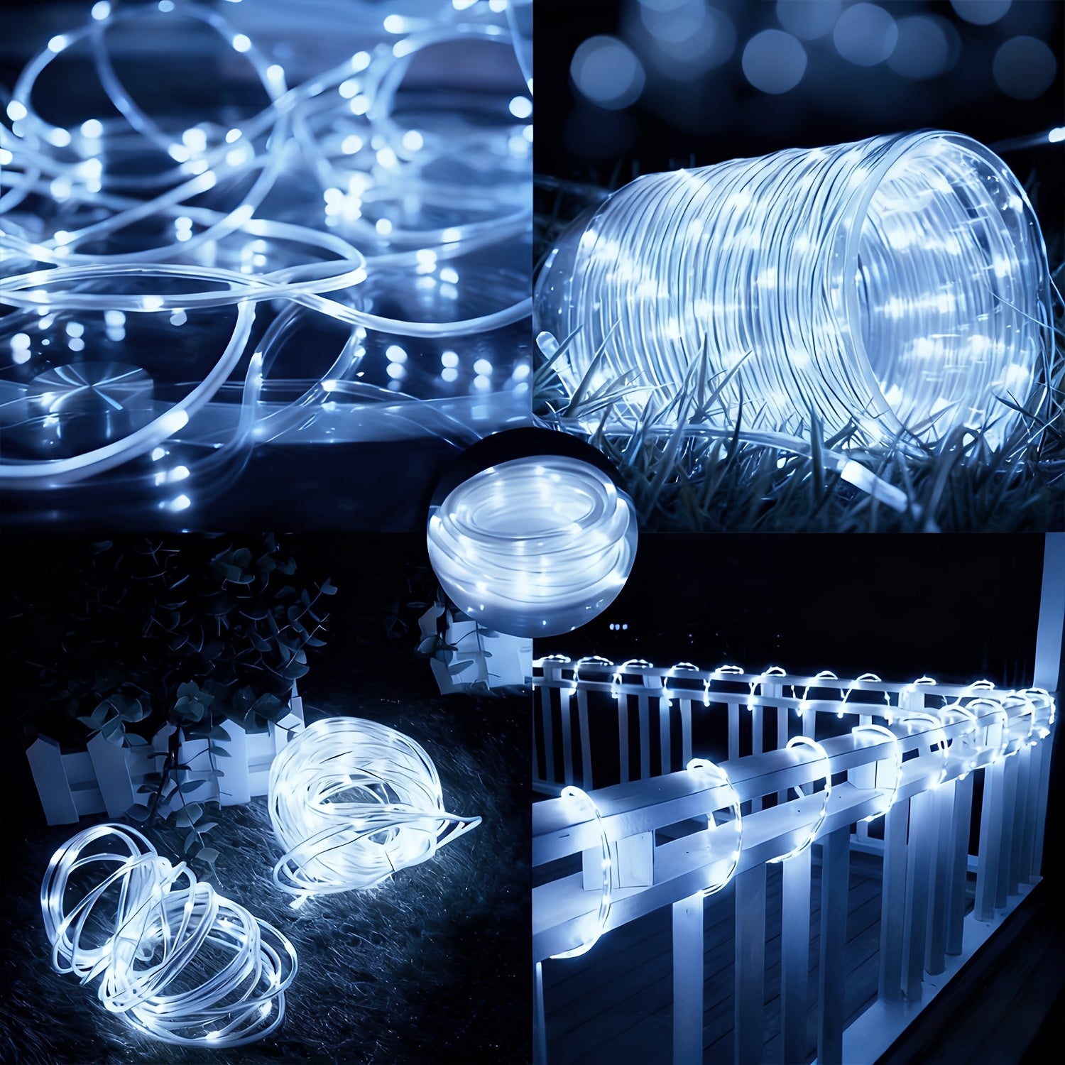 Outdoor fairy tube light, solar charging, 12 flashing modes, LED tube smart light strip, 300/200/100/50 high-brightness LED beads, suitable for decorating gardens, courtyards, engagements, parties, camping, trees, houses, Mother‘s Day