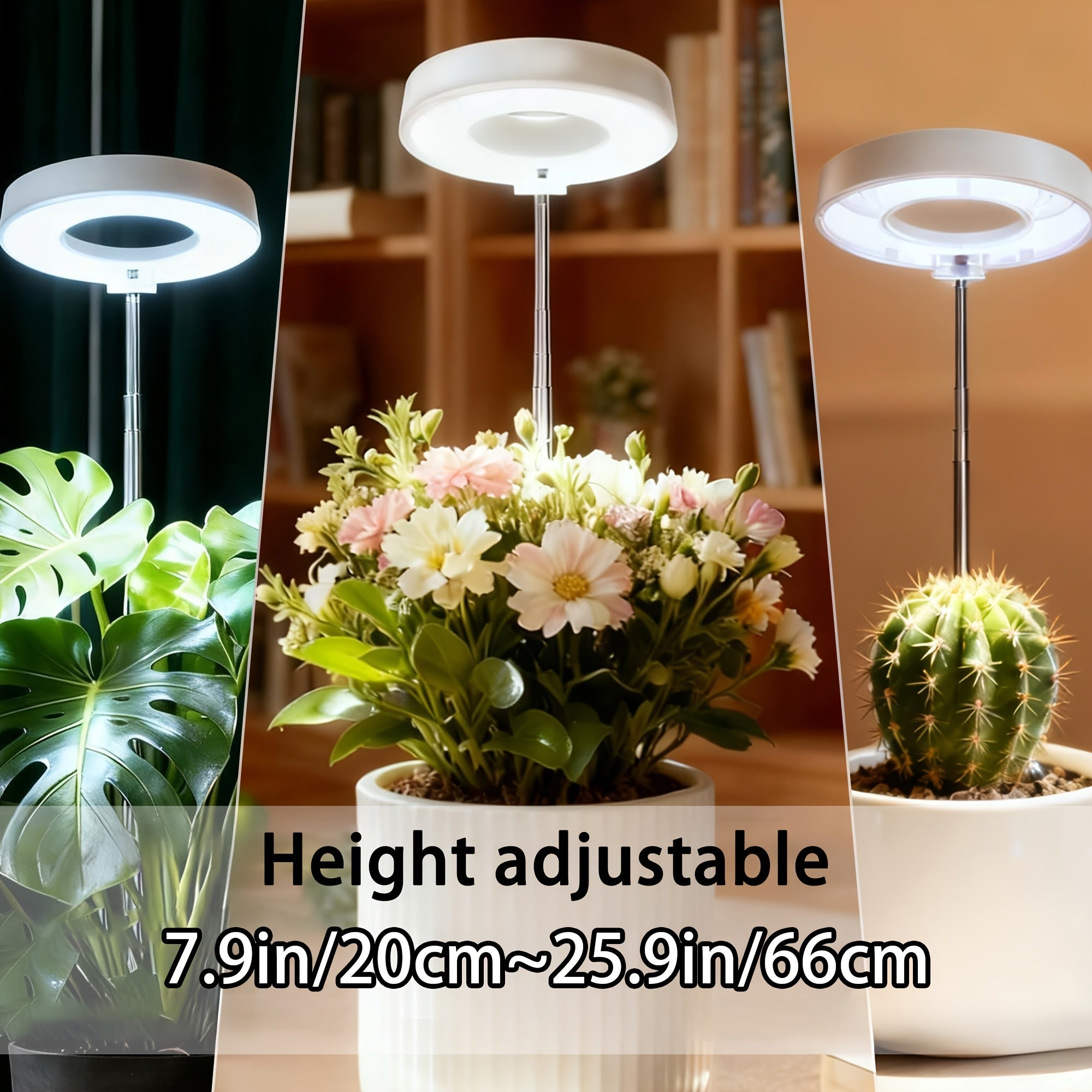 3-Pack Desktop Plant Grow Light for Indoor Plants, 720° Magnetic Full Spectrum Plant Lamp, Adjustable Height, 3/6/9H Timer & Dimmable, Ideal for Kitchen Herb Growing, White