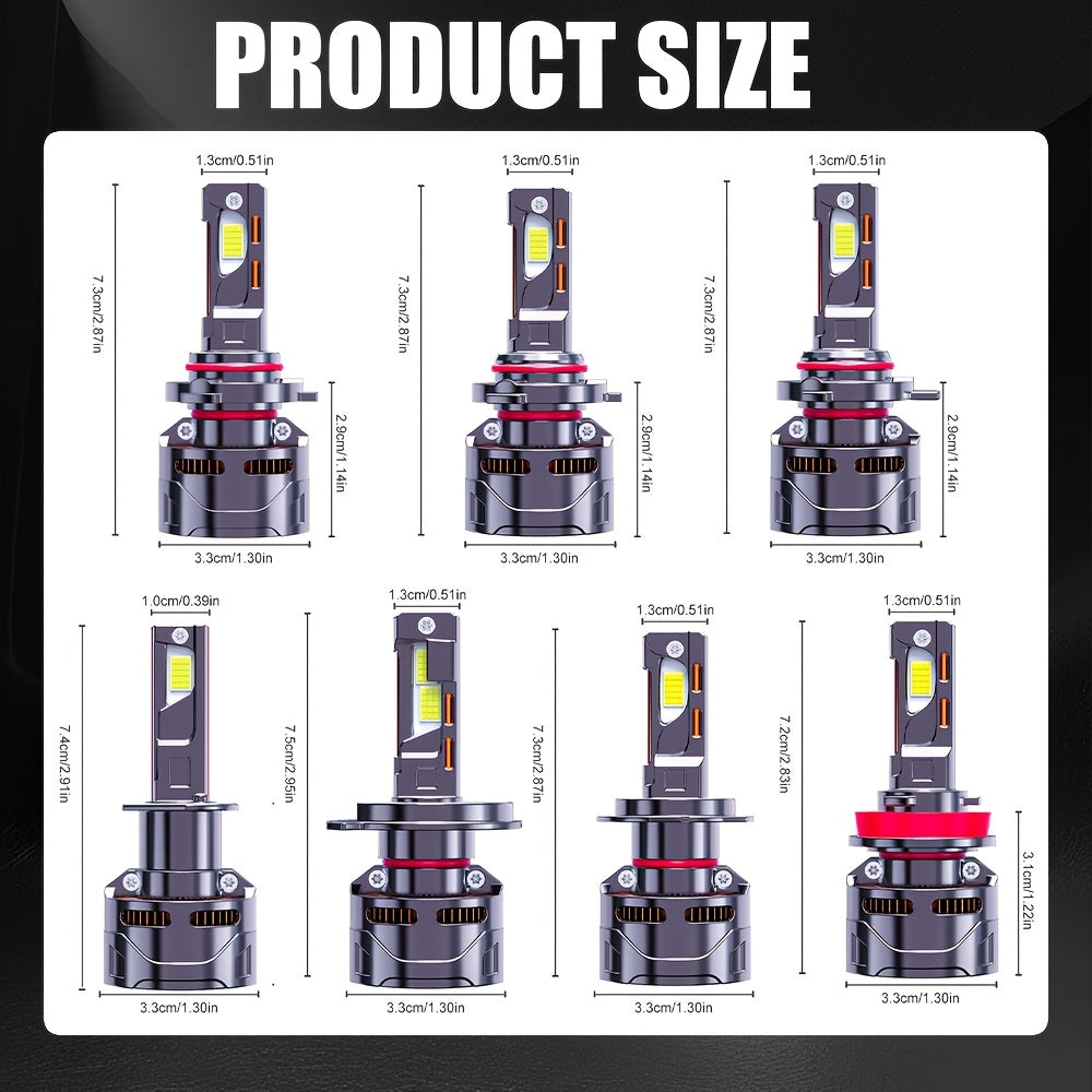2个装 汽车LED大灯 H1, H4, 9003, HB2, H7, H18, H11, H9, H8 | 1000%更亮，330W大功率灯泡，60,000 LM，带外置CANbus驱动器，不含电池，持久高速