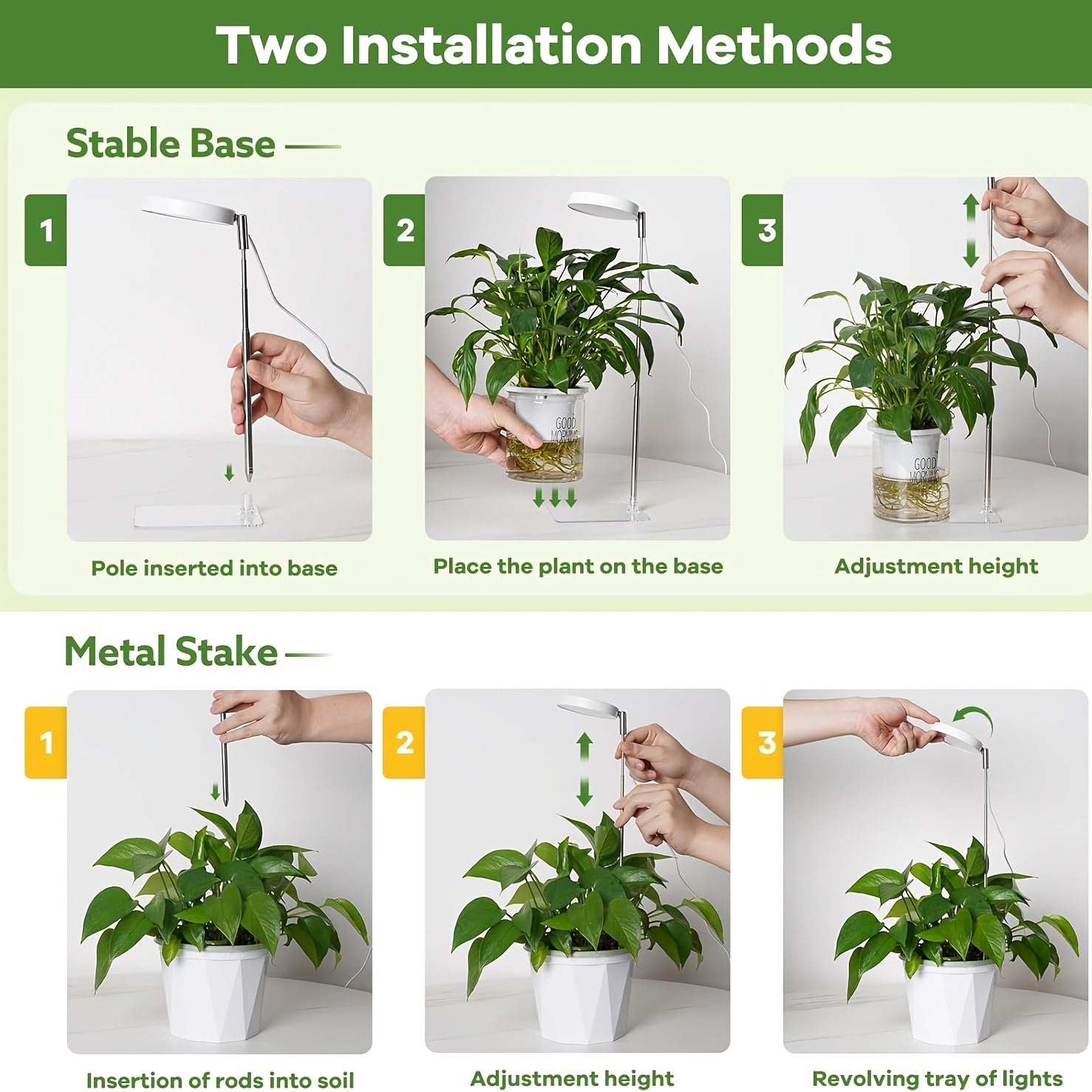 Full Spectrum Indoor Plant Grow Light, 48 LED Plant Lamp for Indoor Plants, 2 Installation Methods, 3 Optional Spectral Modes, 3/9/12H Timer, 10 Dimmable Brightness Levels