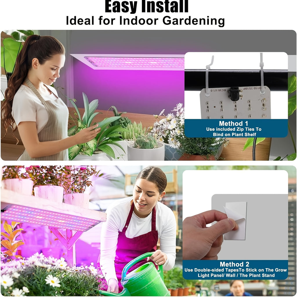 2 Pack 300LED Full Spectrum Red Plant Grow Light, Under Cabinet Grow Light for Indoor Plants, 3/6/12H Timer, 6 Dimmable Levels, USB Powered