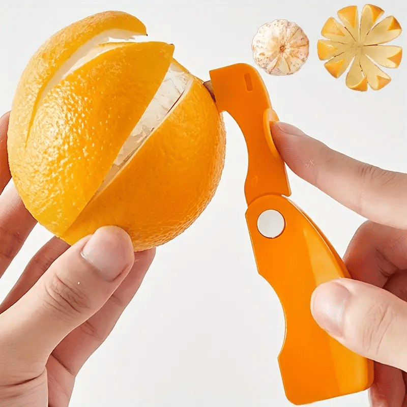 One Orange Peeler - Plastic Orange Peeler, Easy Lemon Peeler, Grapefruit Peeler, Creative Cutting Tool with Foldable Handle, Fruit Peeler, Vegetable & Fruit Tool, Perfect for Outdoor Picnics, Outdoor Kitchen Supplies