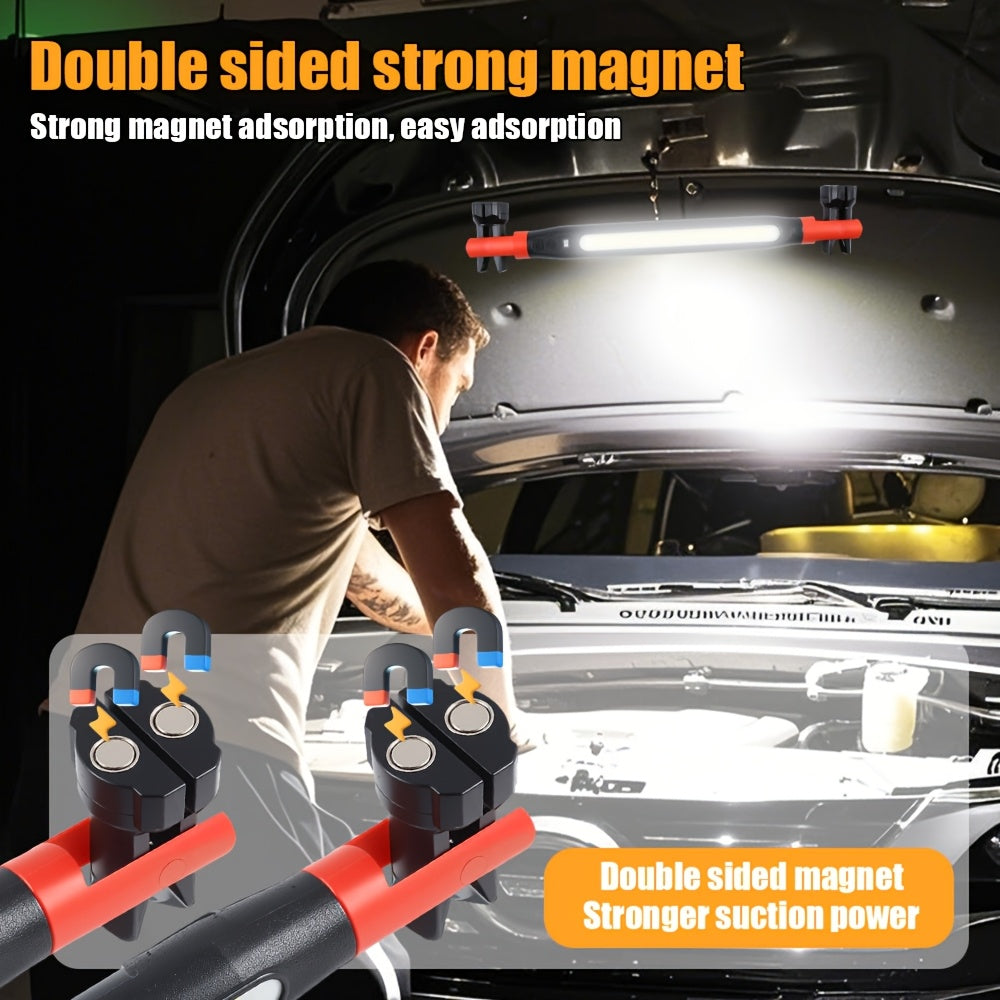 Kemielus Rechargeable LED Work Light Bar Magnetic Base IP44 Off-Road Vehicle Lamp High Lumens Portable Cordless Flashlight for Inspection Workshop Outdoor Emergency