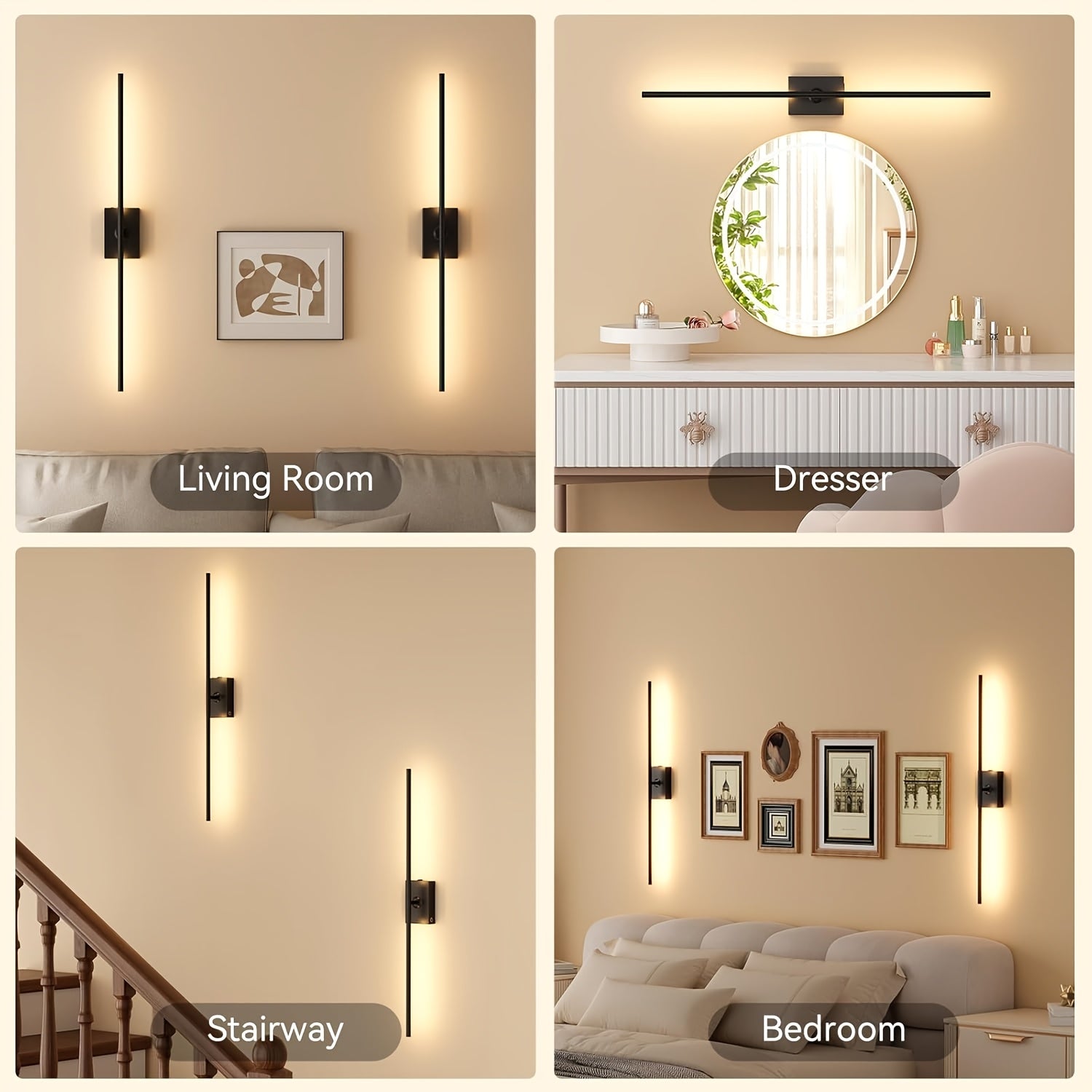 Removable Rechargeable Battery Powered, 31.5-Inch Wireless Wall Light, 360° Adjustable Lighting Angle: Features Include 4 Color Temperatures, Infinite Dimming, Touch and Remote Control Options