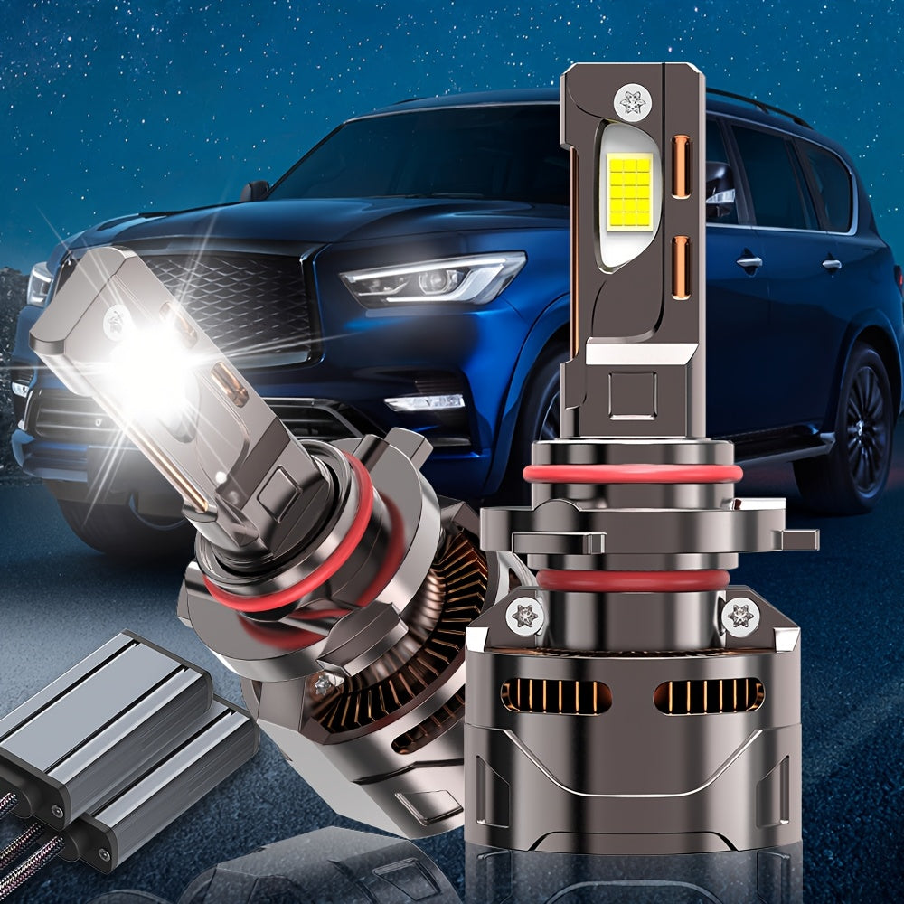 2pcs 9006 9012/HIR2 Super Bright LED Headlight Bulbs for Car, 54800LM, 7500K, 1000% Brightness, 360° Beam Angle, Plug-and-Play, Compatible with H1 H4/9003/HB2 H16/H9/H8 9005, 9570 CSP Chip