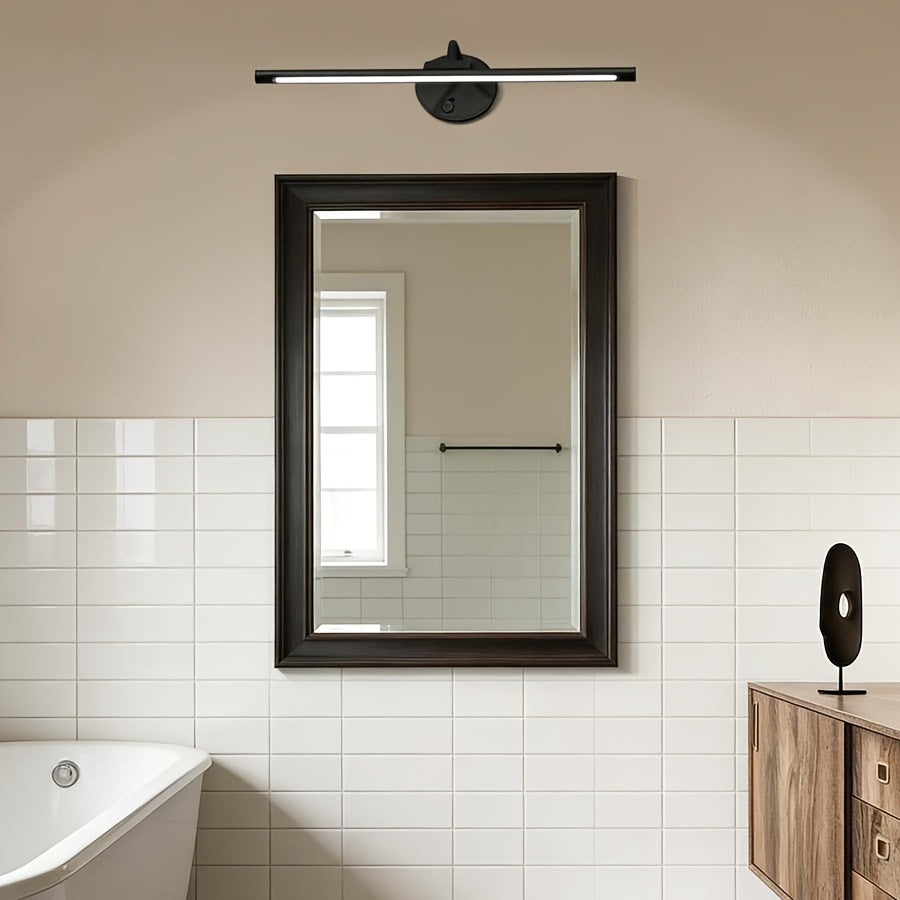 Vanity Light, Black, 3 Color Temperature Adjustment, Universal Adjustment Metal Lamp Body, with Remote Control, Wall Light, Easy Installation, Suitable for Bathroom Mirror, Bedroom, Study Lighting