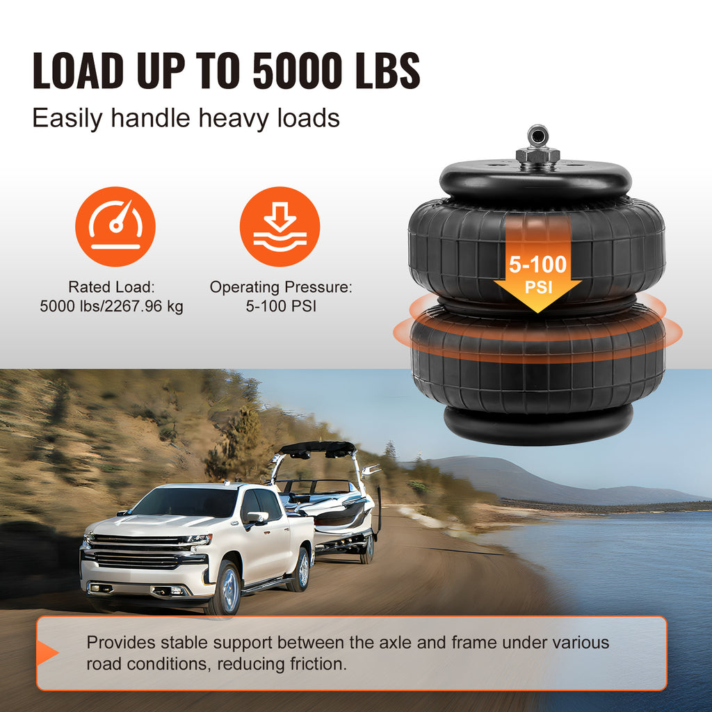 VEVOR Air Bag Suspension Kit, Air Spring Suspension Bag Kit, 5000 Lbs Load Capacity, 5 to 100 PSI