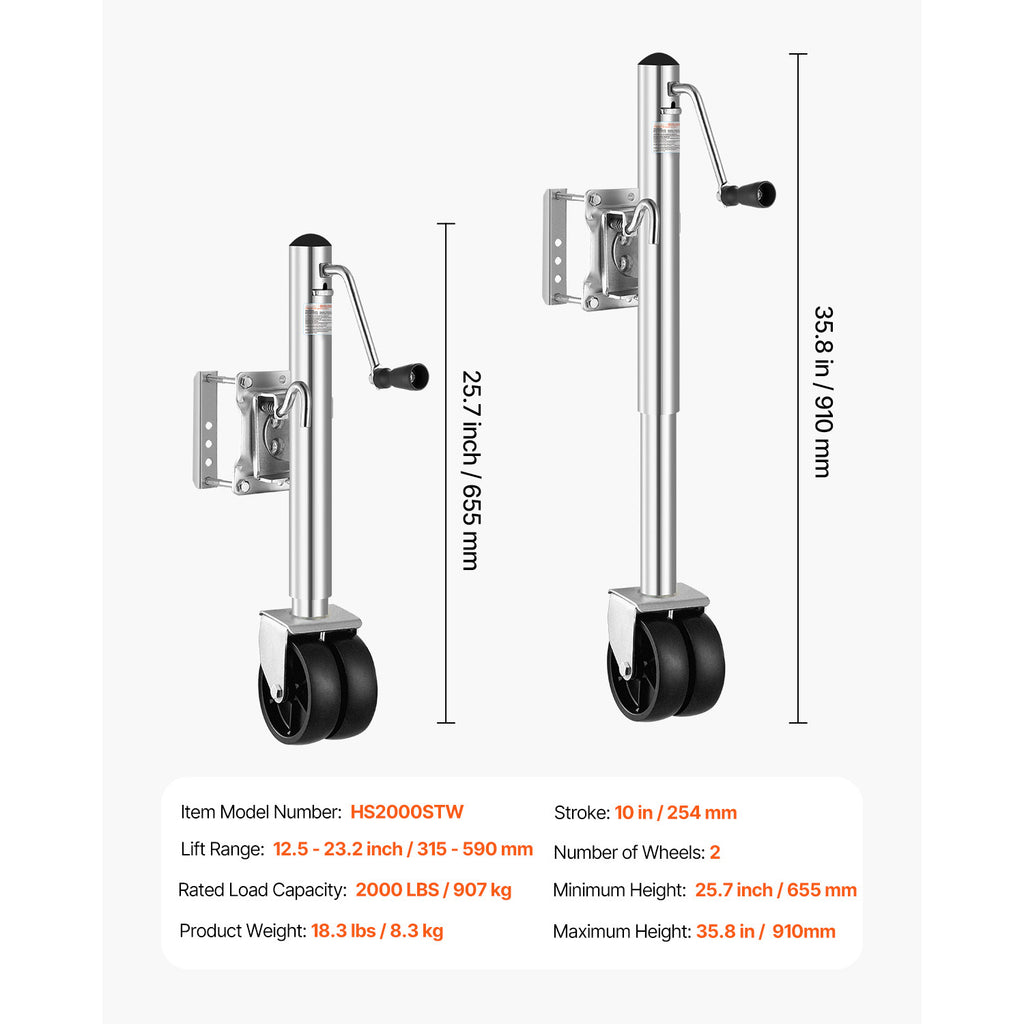 VEVOR Boat Trailer Crane Marine Heavy Duty Swivel Mount Tongue Crane 1000-2000 Lbs Load Capacity