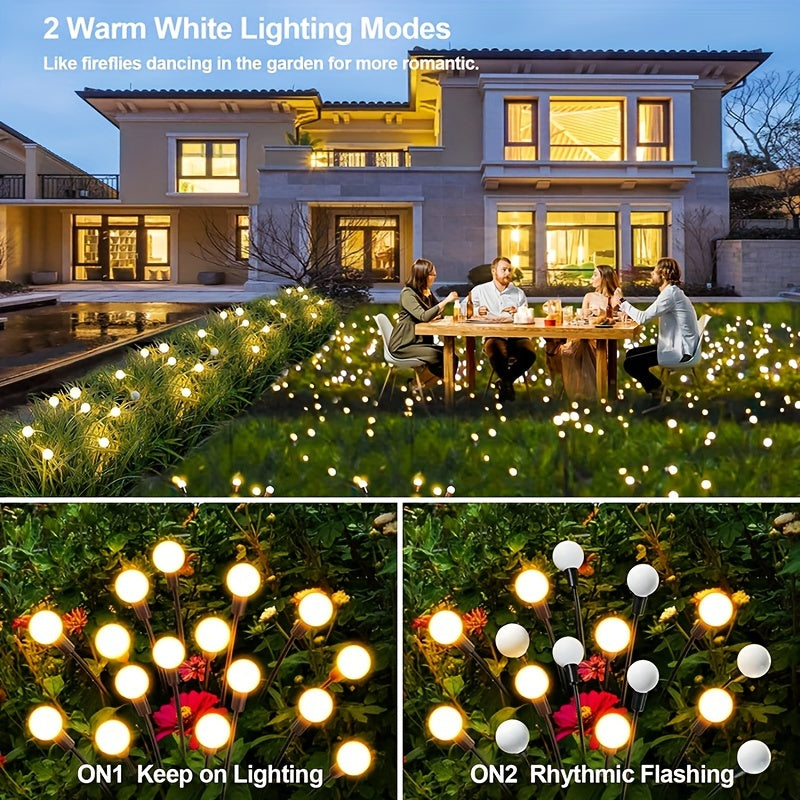 8 Pack Solar Firefly Light, Solar Courtyard Light, 8 Sets 64 LED Solar Outdoor Light, Outdoor Decorative Light, Solar Swaying Light, Firefly Light for Courtyard Pathway Outdoor Decoration, Large Bulb Solar Swaying Light, Lawn Decoration