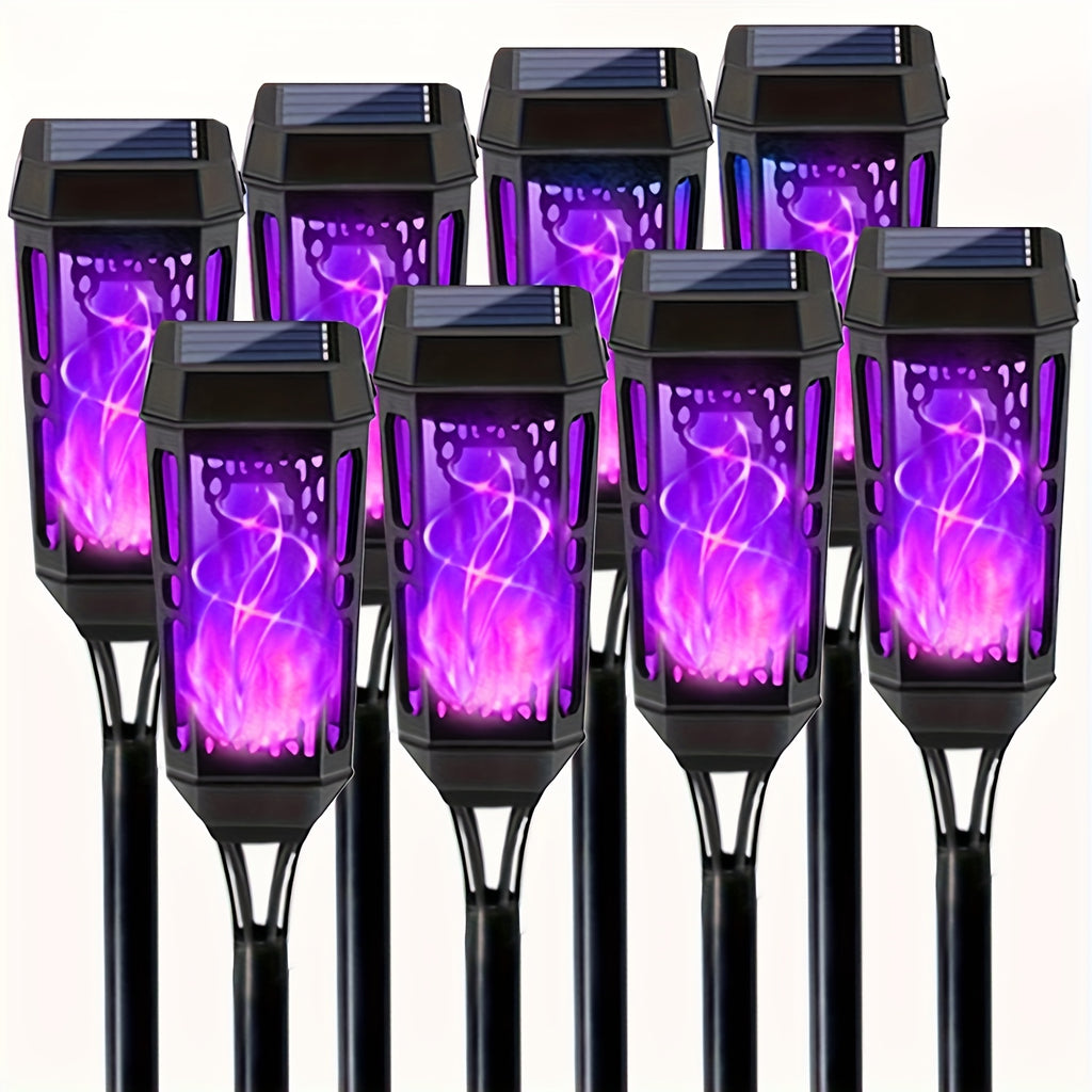 8/12pcs Outdoor Solar Flame Light, Solar Path Light, Solar Lawn Light, Solar Garden Light, Solar Lighting, Suitable for Courtyard, Villa, Shed, Patio, Party, Halloween, Christmas, Thanksgiving and Other Lighting Decoration