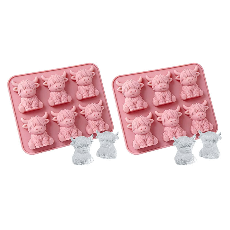 1/2Pcs Mini Highland Cow Ice Cube Mold – Cute 3D Ice Cubes, Perfect for Drinks, Parties and Gifts