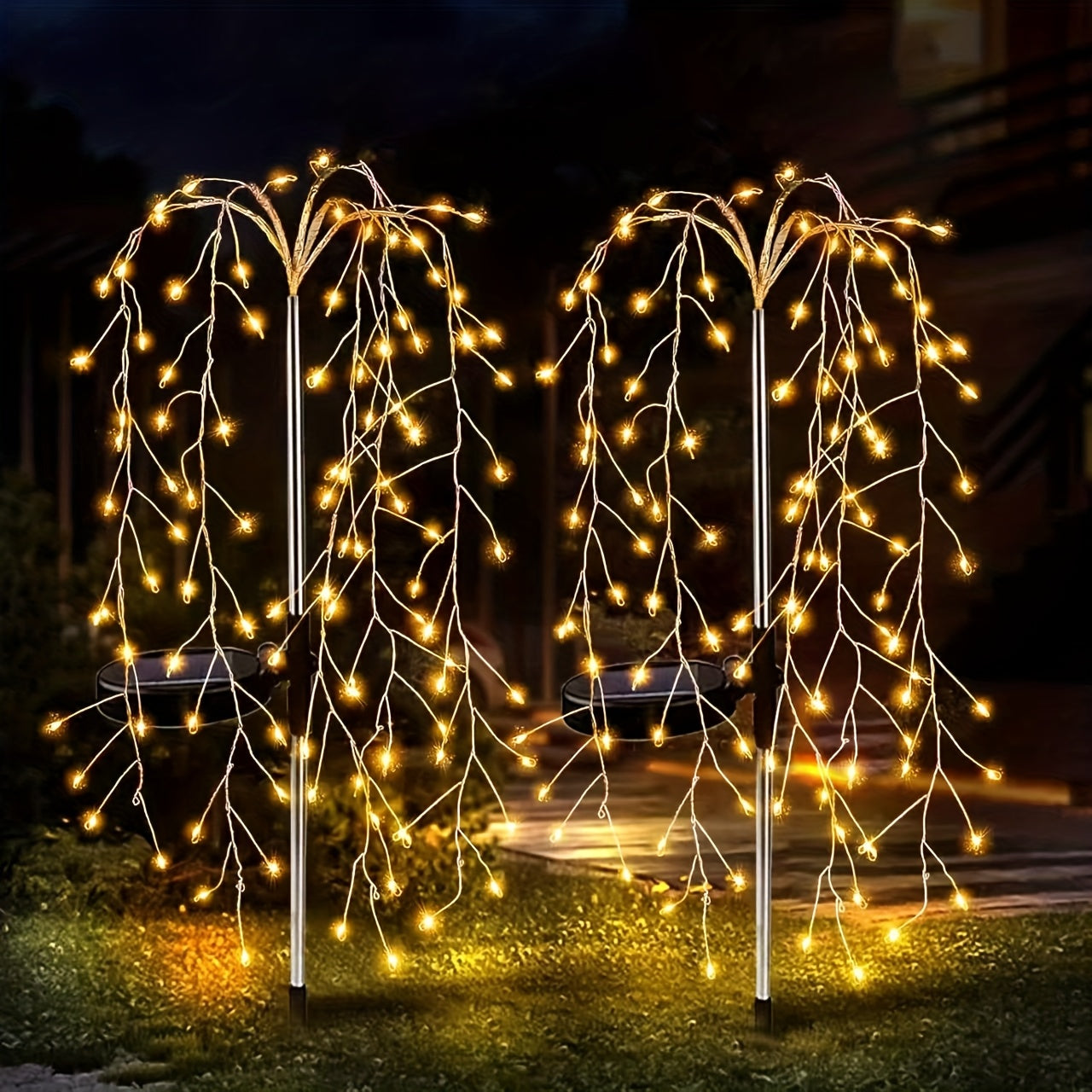 Solar Fireworks Courtyard Light - Copper-Plated Wire String Light with Nickel Battery, Semi-Flush Mount Installation Suitable for Paths, Lawns and Outdoor Picnics, Holiday Atmosphere Lighting | Decorative Stake | Easy-to-Clean Material