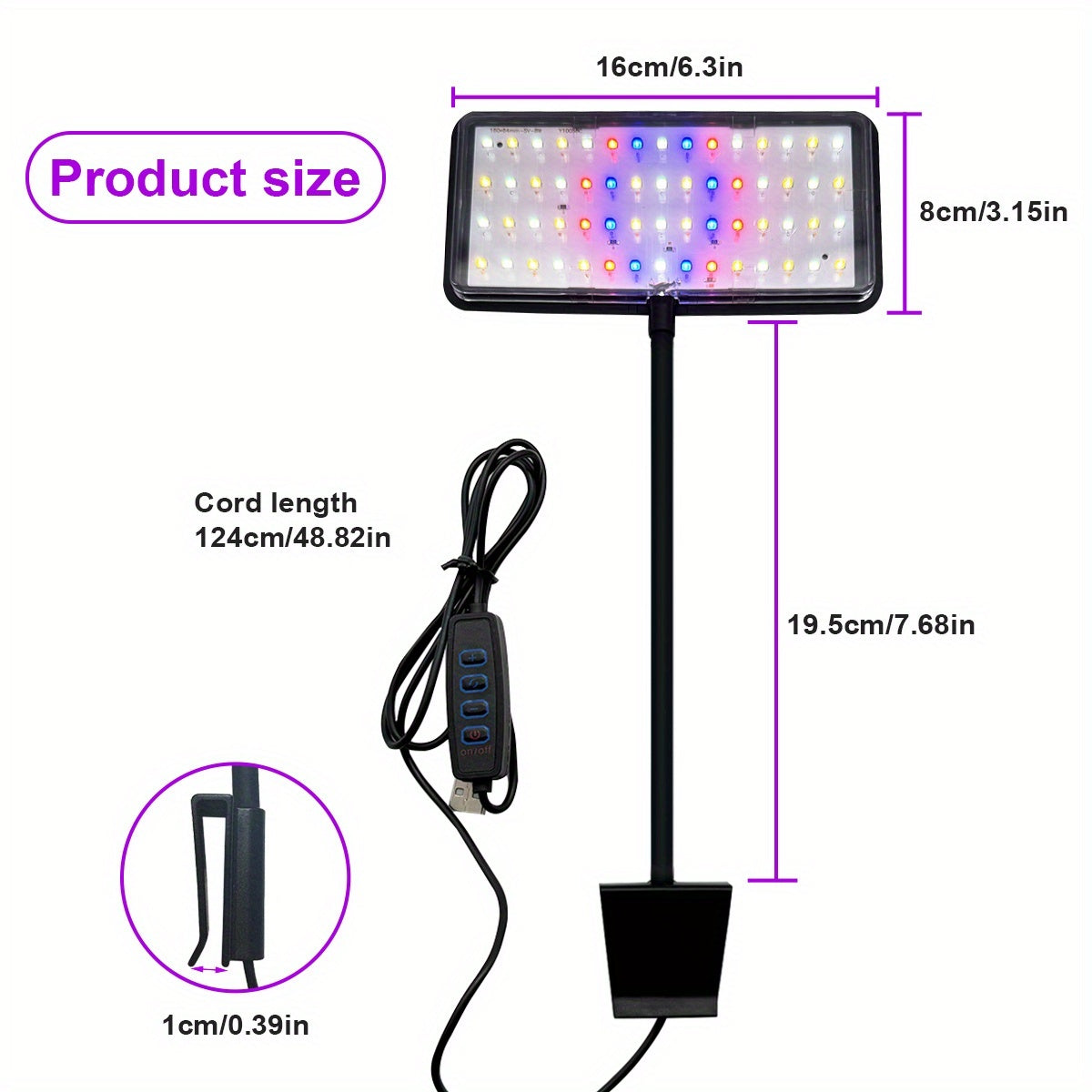 3-Color LED Aquarium Light, 60 Beads Color Changing Fish Tank Light & Smart Plant Lighting, 360° Gooseneck Aquarium Lamp for Freshwater & Saltwater Tanks, Mini Fish Tank Landscape Decor Light