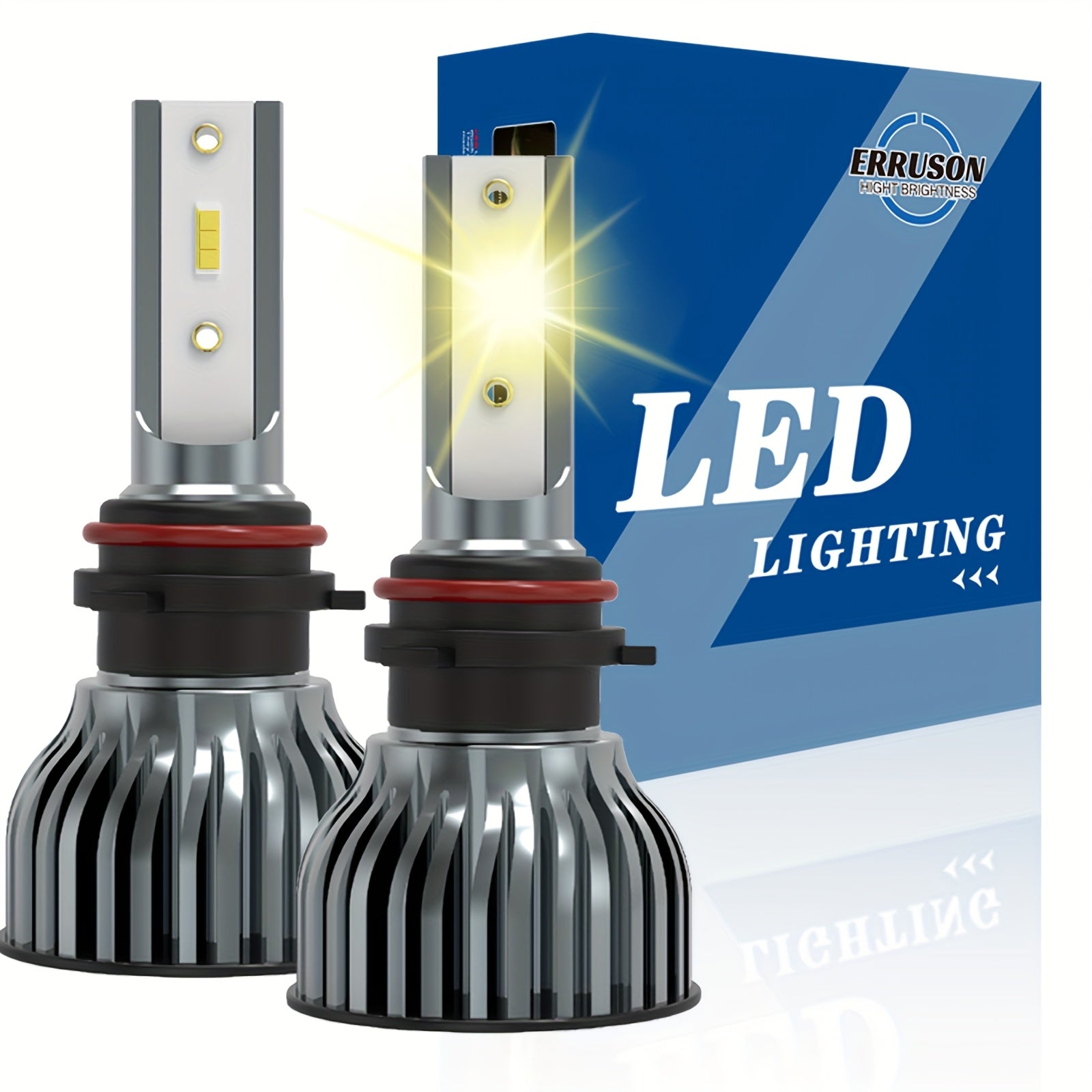 Erruson 2-Pack Dazzling Car Bulbs 9005/HB3 9006/HB4 H11 H4 H7 H1 High/Low Beam Dual-Use Turbo Light, 30000 Lumens 300W 3000K/4300K/6000K/8000K/25000K Car Light, 700% Brightness