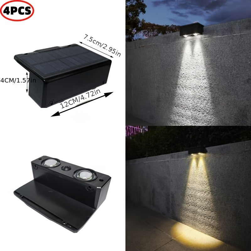 Outdoor Wall Light Solar Charging Landscape Light Wall Washer Light Villa Garden Community Wall Hanging Lamp Decorative Beautiful Light, Suitable for Villa, Courtyard Wall, White Light and Warm Light Freely Adjustable