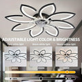 Qcyuui 35 Inch Modern Bladeless Ceiling Fan with Light, Remote Control, Ultra-Thin, Flush Mount, Smart, Reversible Blades, for Bedroom, Living Room, Black