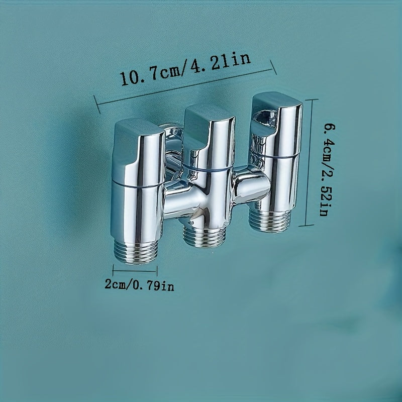3-Way Stainless Steel Water Divider - Wall Mount 3-Control Valve, Independent Handles, Corrosion-Resistant, Space-Saving - For Kitchen, Bathroom, Balcony - Compatible with Faucet, Heater, Small Sink