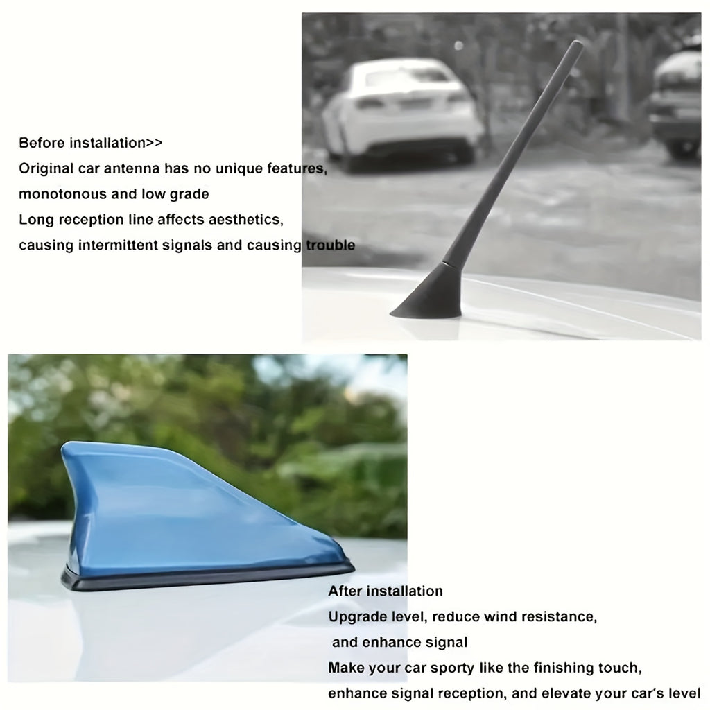 1pc Universal Shark Fin Car Antenna – with ABS Top Cover, Easy to Install, Radio Signal Antenna for Improving Vehicle Communication, Decorative Auto Accessory