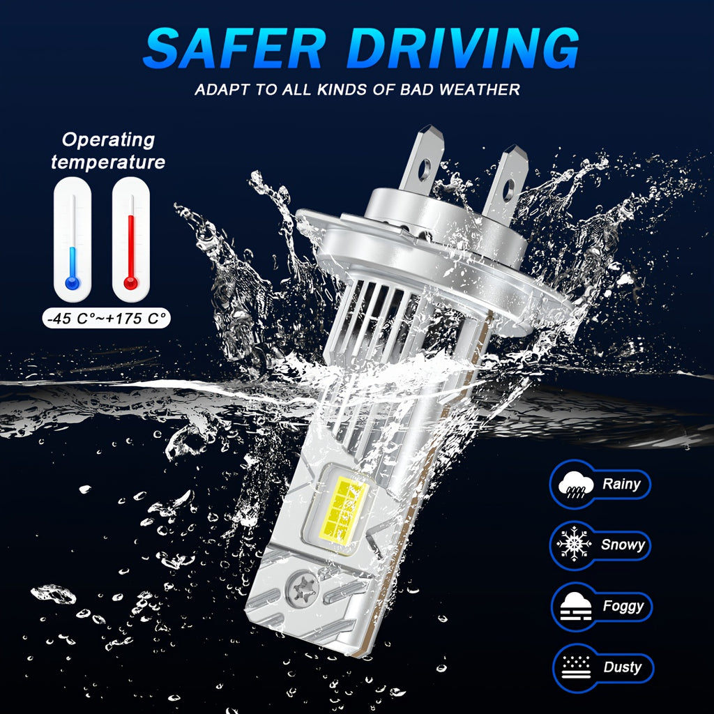 LupuAuto 2Pcs H7 LED Headlight Bulbs, 120W High Power, 4300K/6500K Super Bright White Light, 30,000 Lumens, 1:1 Mini Size Design, Plug-and-Play, Wireless H7 Car CANBUS Light, 12V, No Battery Included
