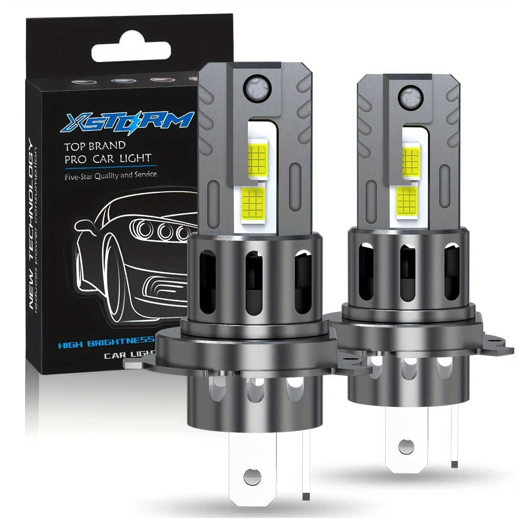 XSTORM 2Pcs H4 LED Headlight Bulbs Canbus High/Low Beam Car Light 100W 30000LM 6500K Plug-and-Play