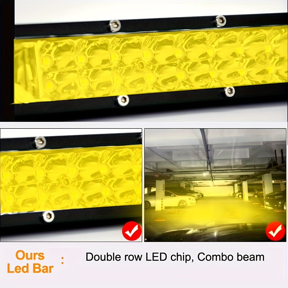 12D超薄双排15英寸黄/白光 LED 灯条-适用于越野、ATV、卡车、SUV、UTV 拖拉机和船舶LED灯，12-24V越野灯条,卡车配件