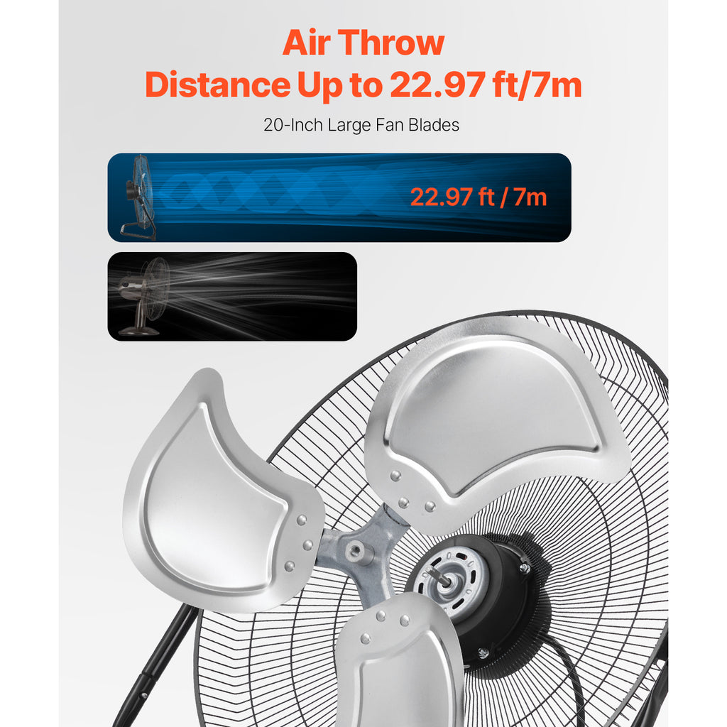 VEVOR 14-20 Inch Floor Fan, 3 Speed, 360° Adjustable Tilt, High Speed Industrial Fan, 1/2 Pack