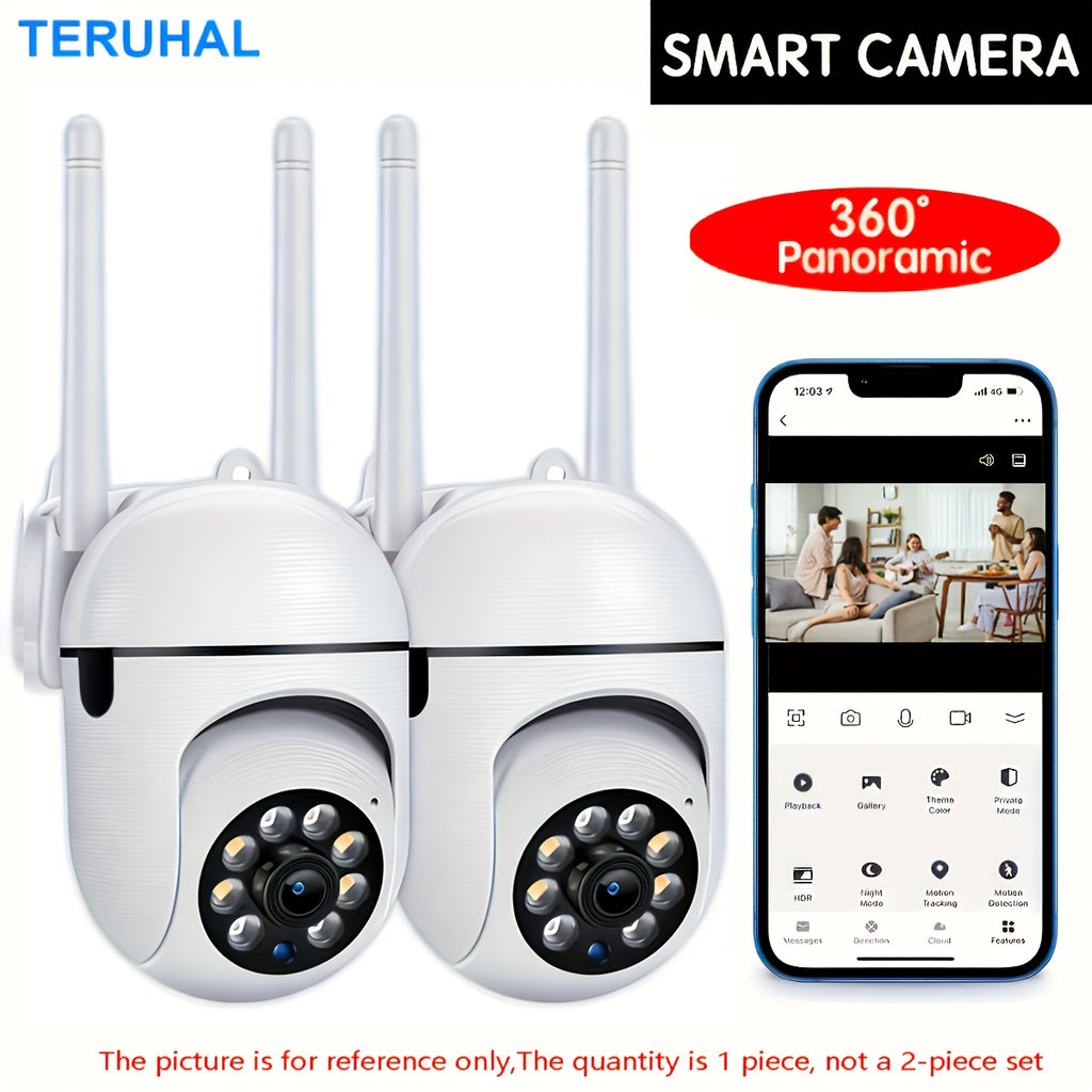 2.4GWi-Fi 智能家居安全摄像机 -355°平移-倾斜-变焦、彩色夜视、双向音频、宠物移动跟踪、室内使用、无线、移动侦测、实时应用程序查看、双向通信 - 安装简便、全天候、可壁挂式安装