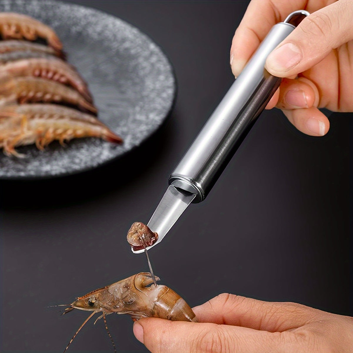 1 Piece Stainless Steel Shrimp Deveiner & Shell Remover Tool – Shrimp Cleaner & Peeler, Seafood Shell Cutter, Portable Shrimp Vein & Intestine Cleaner, Easy-Clean Kitchen Gadget for Lobster & Shrimp Preparation