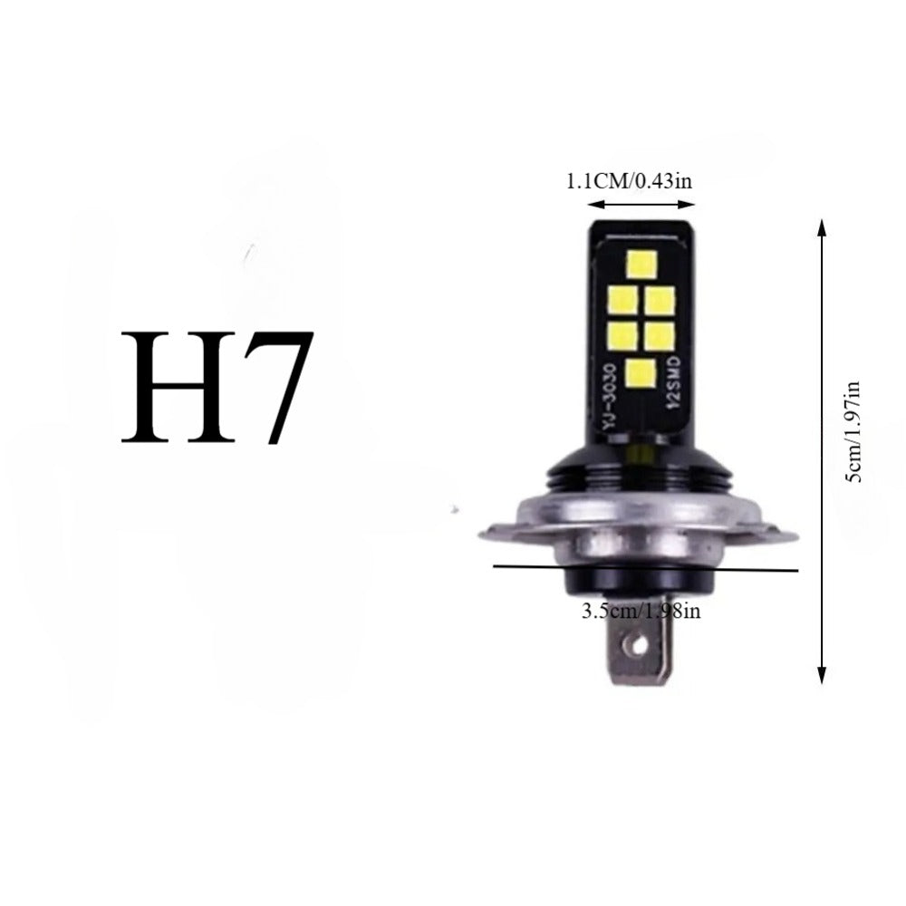 2-Pack H7 LED Headlight Bulb Set Fog Light High/Low Beam Super Bright White Light 6000K Car Fog Light