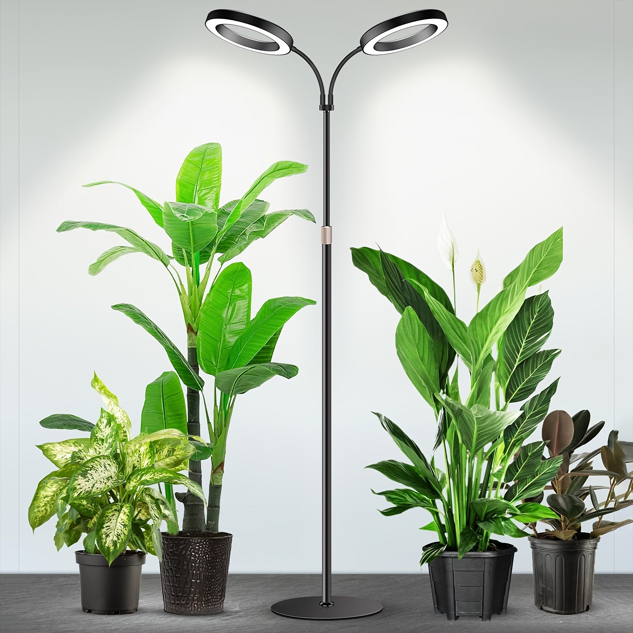 66.93 Inch Large Indoor LED Winter Grow Light, USB Powered, 72 Full Spectrum LED Beads, Adjustable Stand with Base, 5 Dimmable Levels, Blue Red White Warm Light Optional, 3/9/12H Timer, Ideal for Seedlings and Succulents