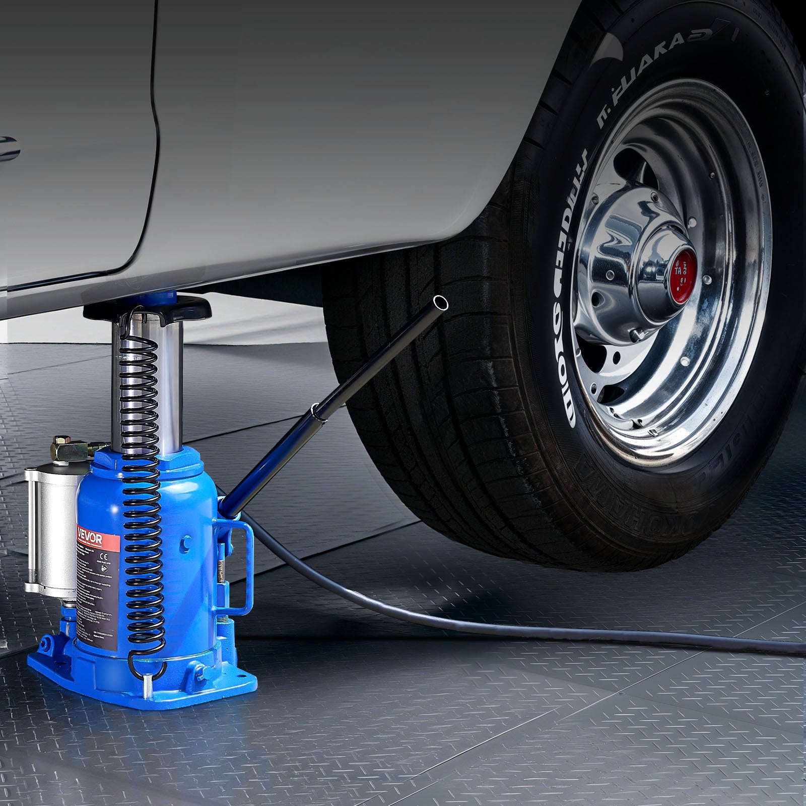 VEVOR Air Hydraulic Jack, 32 Ton (70546.9 Lbs) Capacity, 10-16.3 Inch Lifting Range, Pneumatic/Manual Heavy Duty Welded Jack with Pump, Suitable for Cars, SUVs, Pickups, Trucks, RVs, Auto Repair, Blue