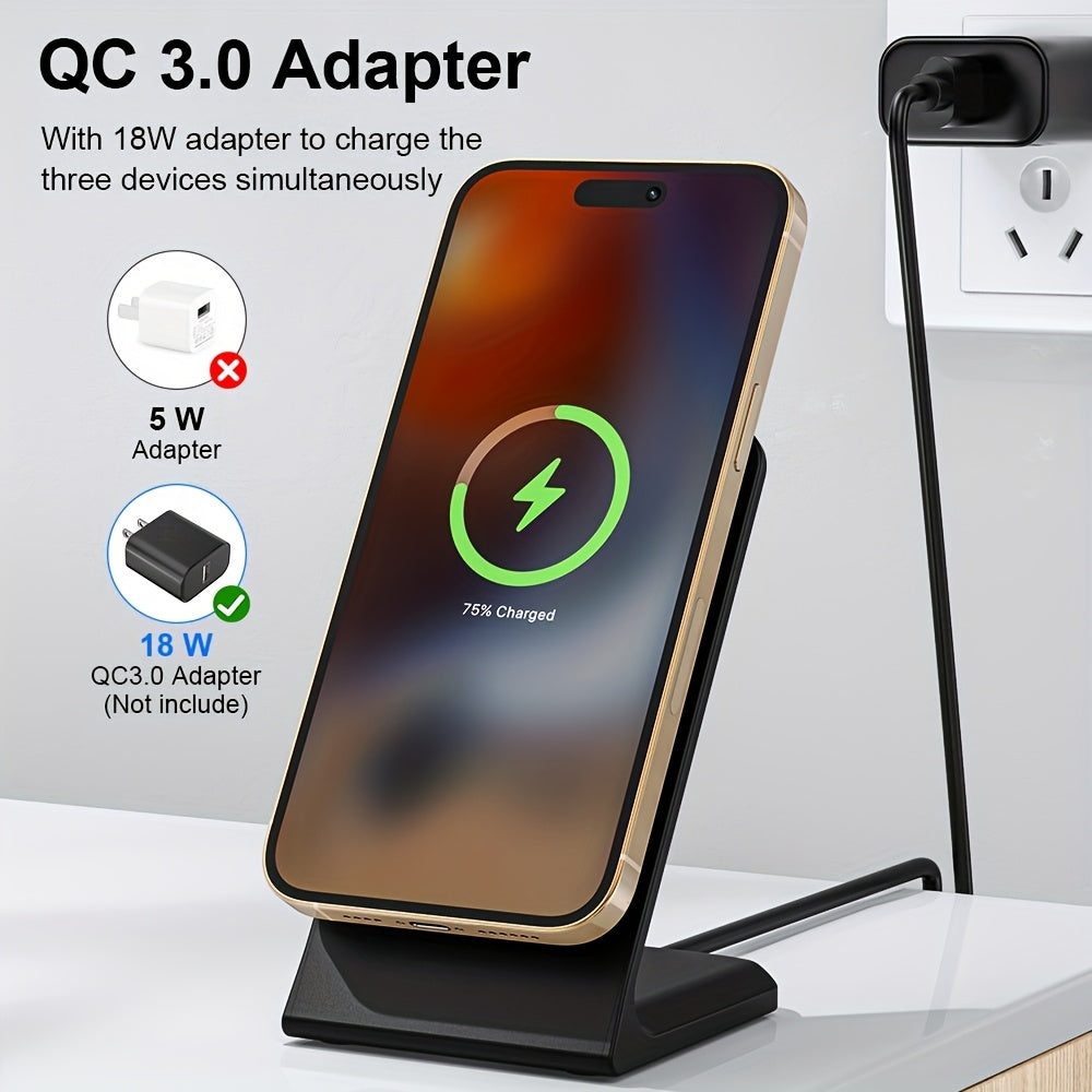 GYUAN 15W Fast Magnetic Charging Station for iPhone 12 Mini, 13, 14 Plus, 15, 16 Pro Max & AirPods 4, 3 Pro 2 - Wireless Desktop Charger with USB-C Input, Green LED Indicator, 2-in-1 Stand, iPhone Charging Station | Modern Charging Station | Sleek Chargin