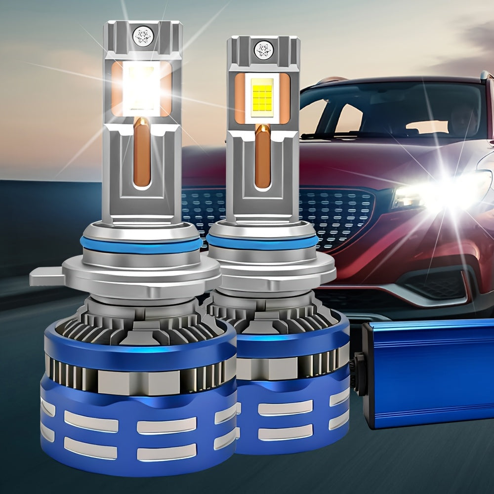 2Pcs 59500 Lumens High Brightness H7/H18-QP006 9005/HB3 9006/HB4 H1 H4 LED Bulbs, 300W Power, Super Bright 6500K White Light, High/Low Beam CSP LED Headlights, Long-Lasting Durability, Aluminum Construction