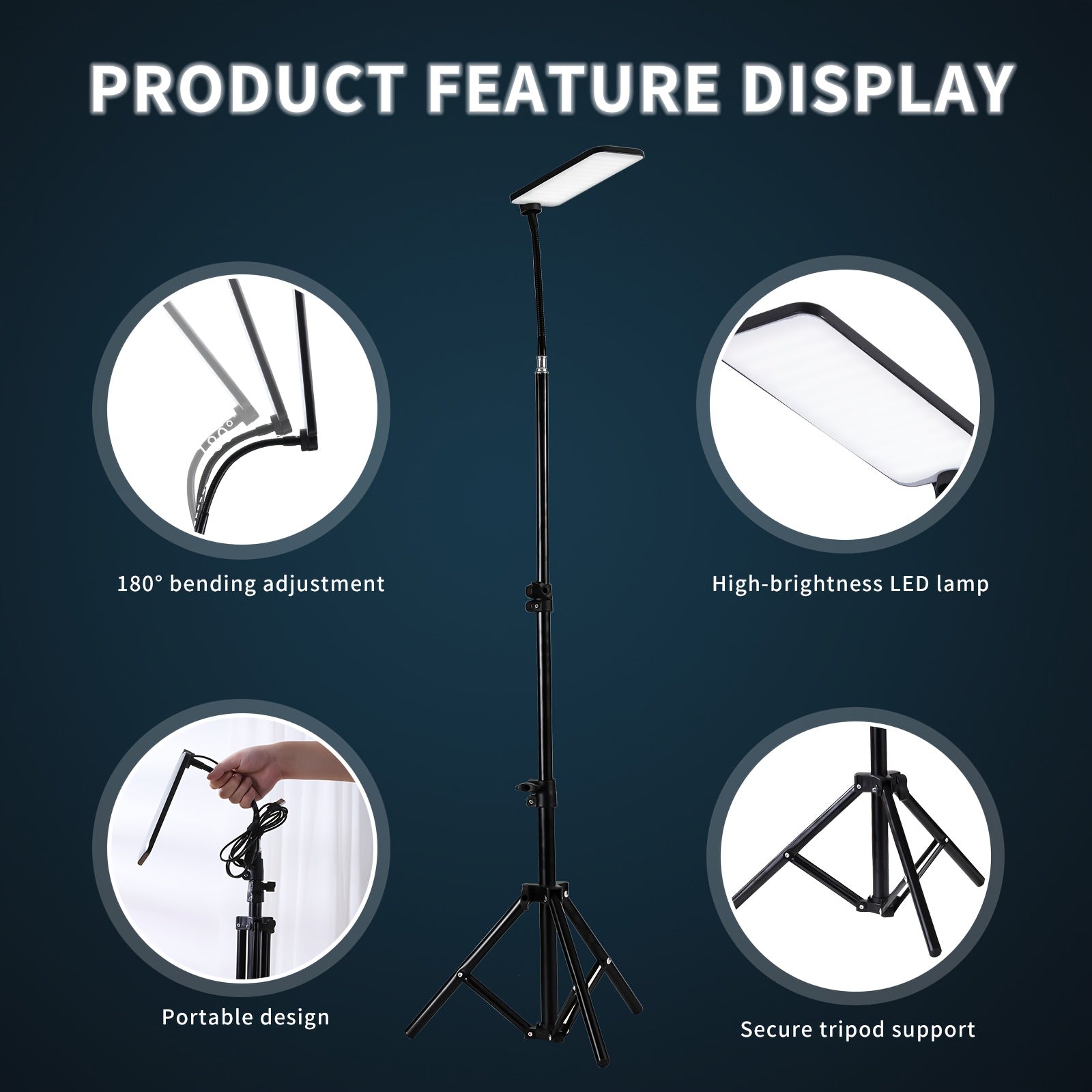 Adjustable metal hose camping light, outdoor camping light with telescopic stand, portable USB-powered LED work light