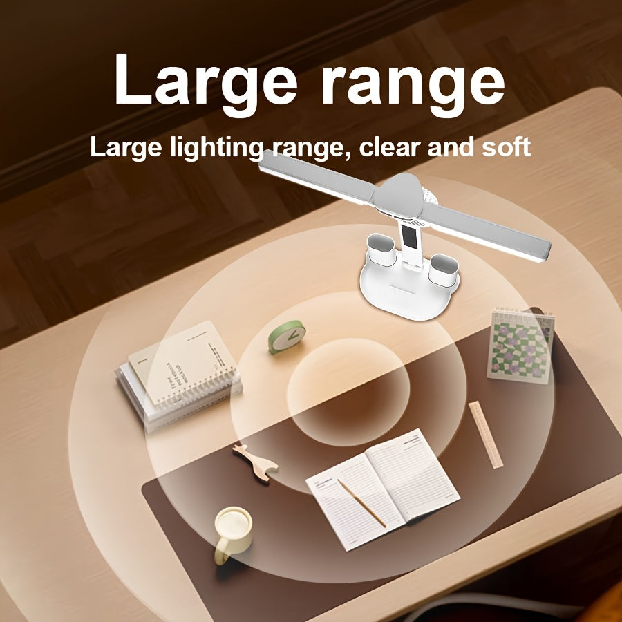 Rechargeable Desktop Ornament LED Desk Lamp, Eye-Caring Dimmable Reading Light for Student Dormitory Study Bedroom Bedside