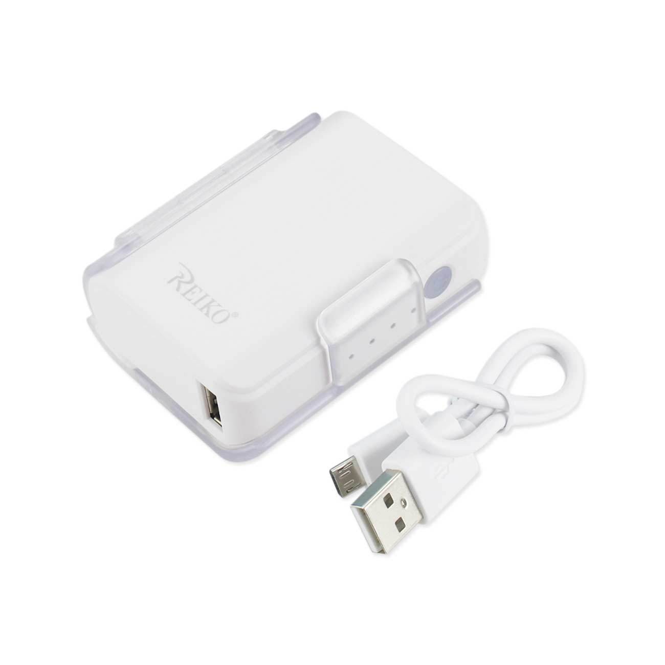 Reiko 4000MAH UNIVERSAL POWER BANK WITH CABLE IN WHITE