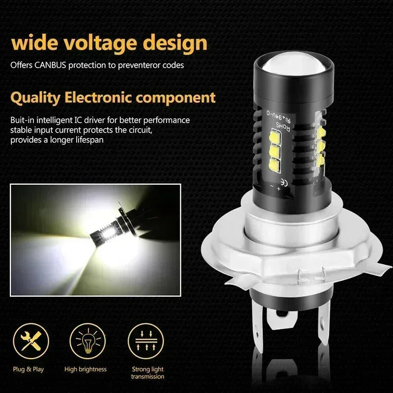 H4 9003 HB2 LED Headlight Bulb Conversion Kit 9003 60W 1800LM 6000K Car COB LED Conversion Headlight Bulb Hi/Lo Lighting LED Bulb, No Battery Included