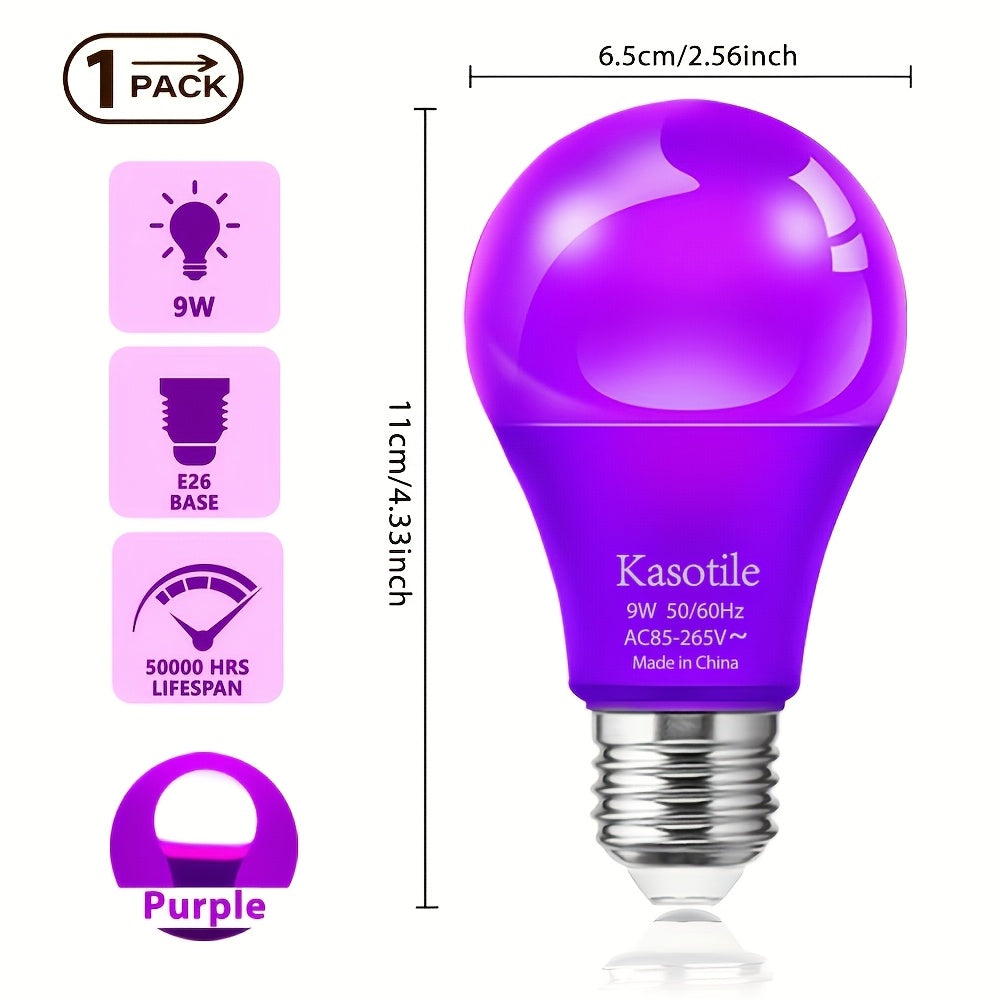 Colored bulb 9W E26 base, suitable for Halloween, Christmas parties, holiday lighting, colors available in blue/red/green/purple/orange/pink