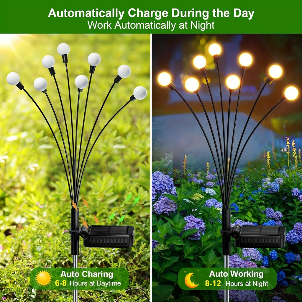 Solar Courtyard Light, 2/4/6/10/12 Pack Solar Outdoor Light, Outdoor Decorative Light, IPX5 Waterproof Swinging Solar Light, Firefly Light for Yard & Pathway, Large Bulb Swinging Solar Light