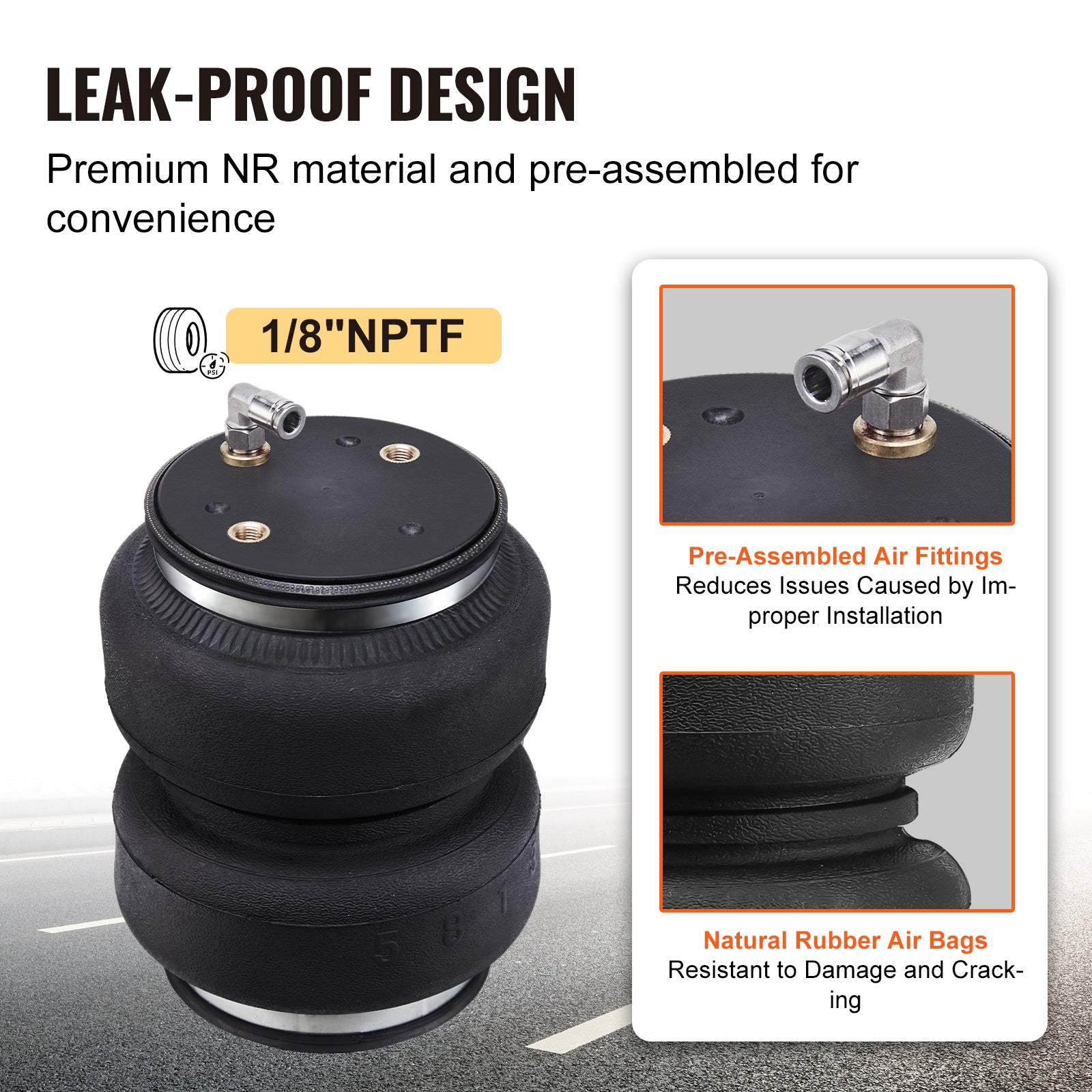 VEVOR Air Bag Suspension Kit, Air Spring Suspension Bag Kit, 5000 Lbs Load Capacity, 5 to 100 PSI