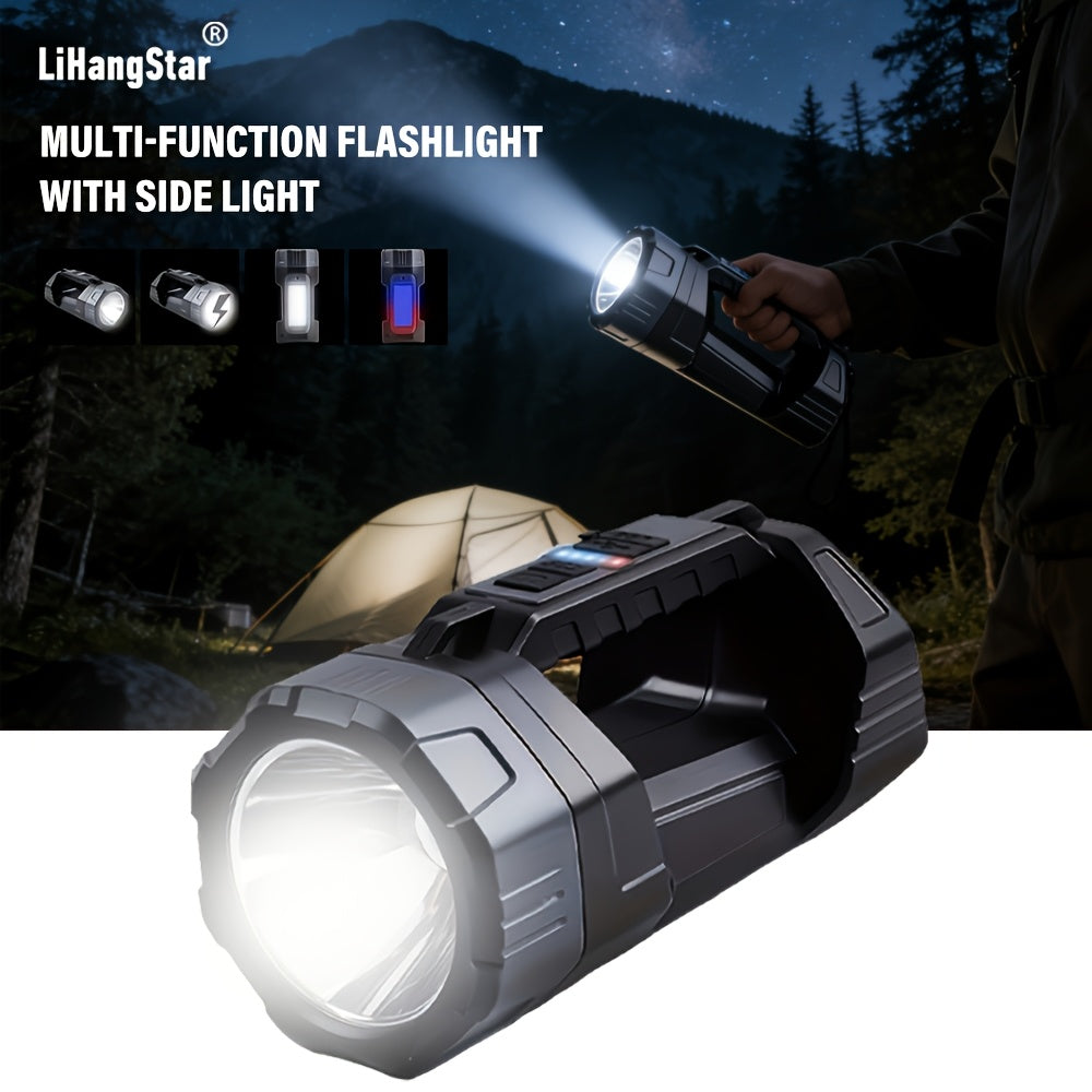 Rechargeable Portable LED Camping Lantern, 6 Modes, Portable COB Work Flashlight with Side Light, Blue & Red Flashing, Emergency, Ideal for Camping, Fishing, Repairs & Emergency Situations