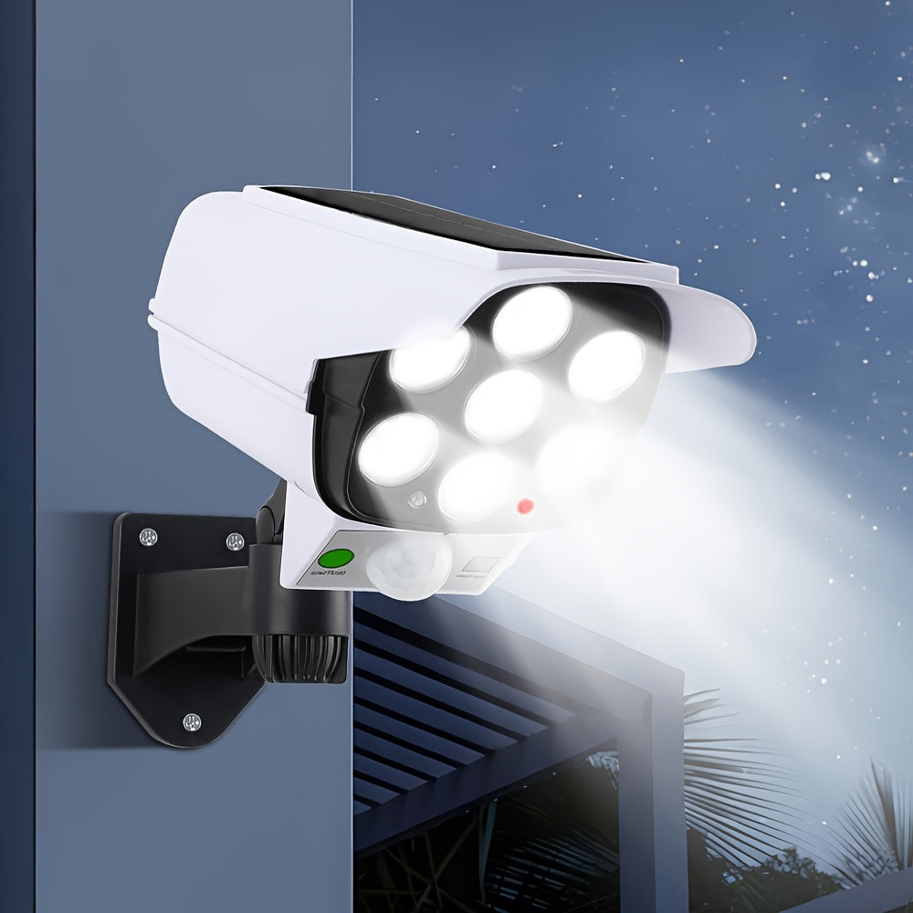 Set of 2 Solar-Powered Outdoor Motion-Activated Spotlights Featuring 77 Leds, a Wireless Security Camera Suitable for Home, Garden, Porch, And Driveway, Easy to Install, Made of Plastic, Solar-Powered Security Camera