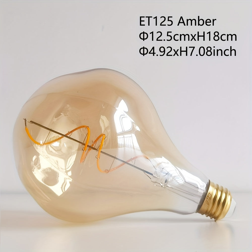 1PC vintage Edison LED flexible filament bulb, creative LED dimmable bulb 110-130V 4W E26 base 2300K warm light amber glass bulb, bedroom living room home decorative bulb