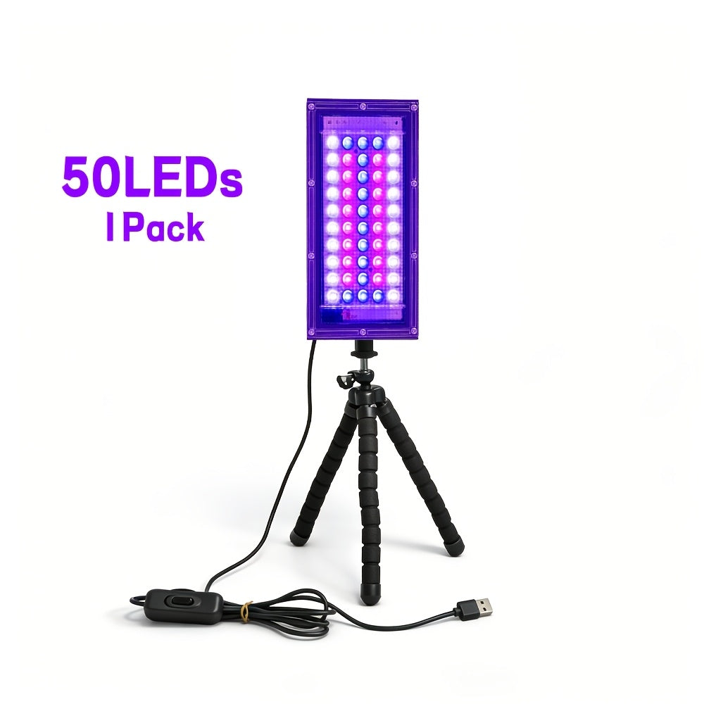 Full Spectrum Plant Grow Light, 50 LED Beads, 5V USB Powered with Flexible 3-Claw Bracket, Multi-Angle Adjustable, 1.5M Switch Power Cord Included, Accelerate Plant Growth, Ideal for Greenhouse, Nursery and Home Gardening