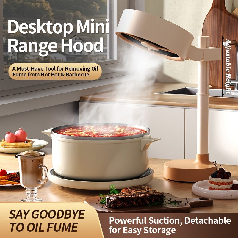 Mini Tabletop Range Hood – Portable 3-Speed Adjustable Exhaust Fan with Removable Oil-Absorbing Filter, Mini Kitchen Exhaust Fan for Indoor Hot Pot & BBQ