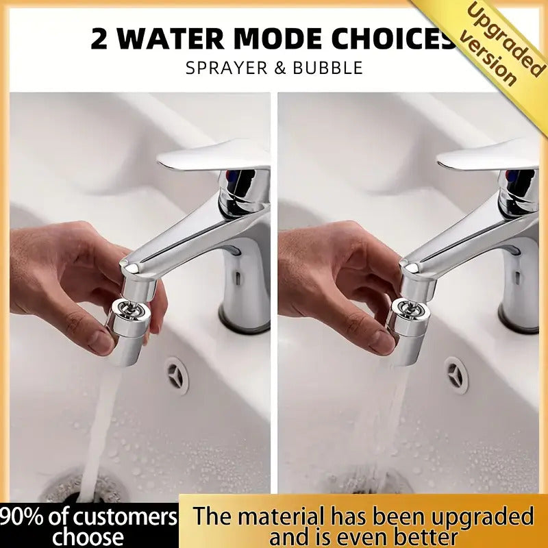 1 Set Anti-Splash Faucet with 360° Swivel Spout, Dual Flow Mode (Swivel & Fixed), Water-Saving Design, Single Hole Mount for Kitchen & Bathroom Sink, US/EU Standard, Chrome Finish, Easy Install