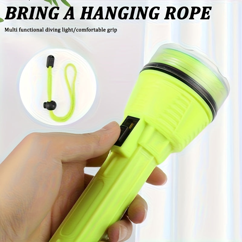 1Pc LED Diving Flashlight, Professional Underwater Torch, IPX8 Waterproof USB Rechargeable Diving Light, High Brightness Outdoor ABS Plastic Portable Flashlight, Ideal for Diving, Swimming, Hiking, Fishing