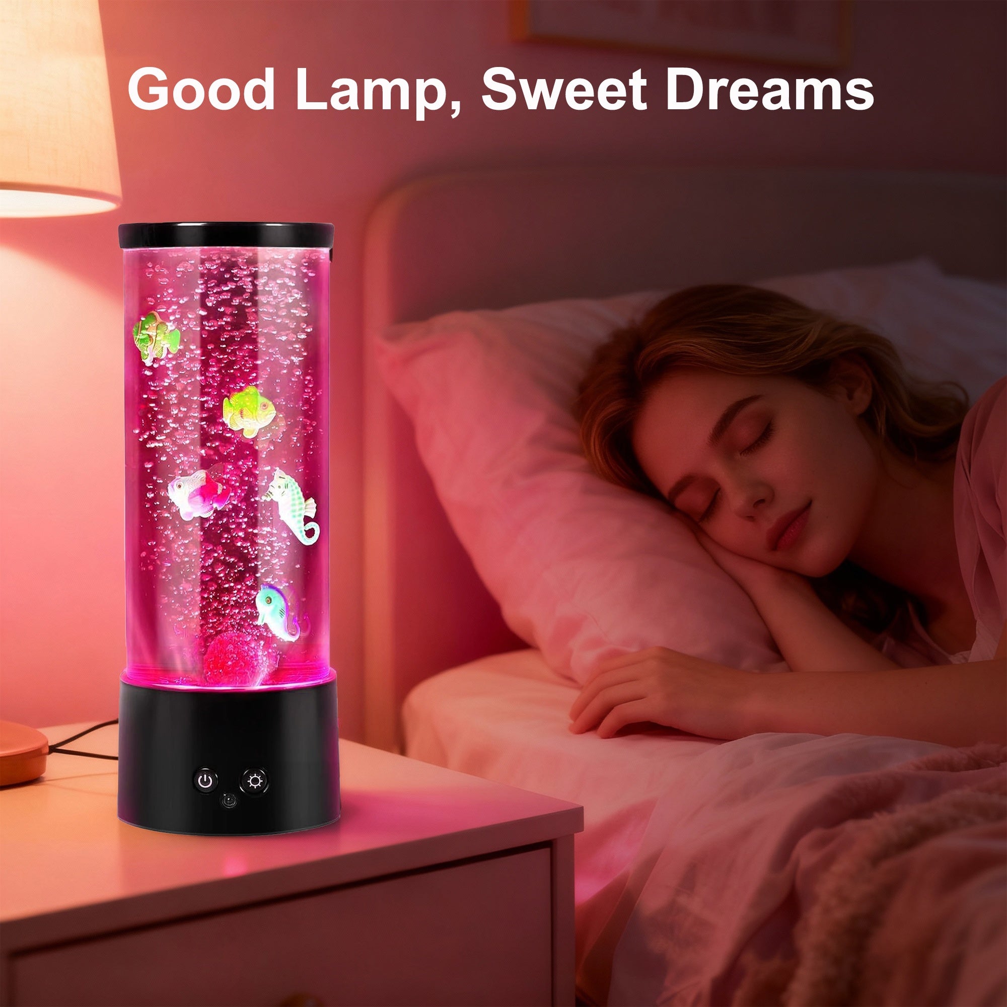 12-inch bubble fish lamp, bubble tube, jellyfish lamp, bedroom table lamp, 17 colors adjustable, multi-color changing aquarium light, with remote control, dual power supply, mood night light decoration