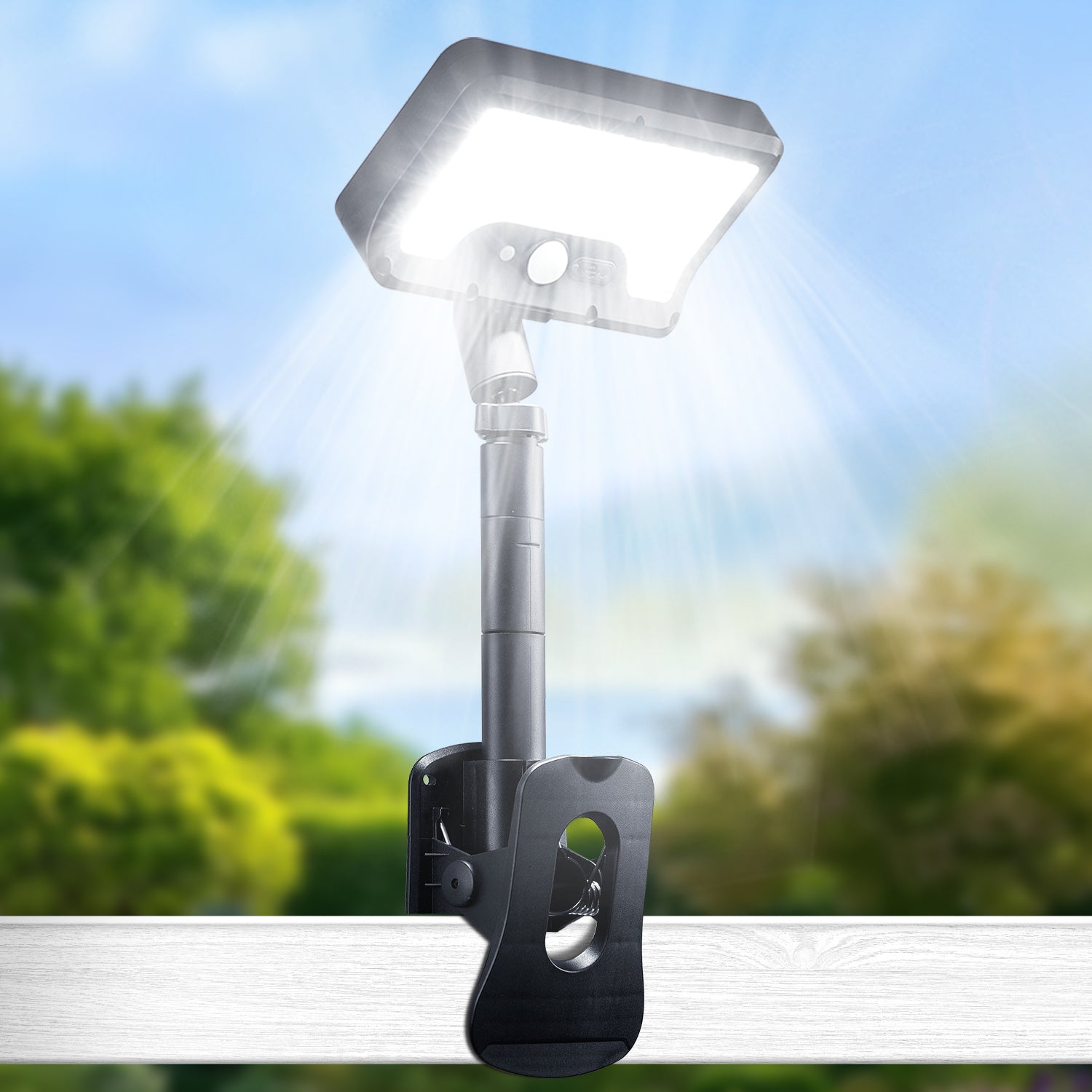 2/1 Pack Solar Outdoor Light Clip-On Solar Outdoor Light with Motion Sensor, 92 LEDs 600 Lumens Solar Waterproof Outdoor Fence Light, Solar Light for Chain Link Fences, Patios, Gutters, Camping, Home Christmas Decoration