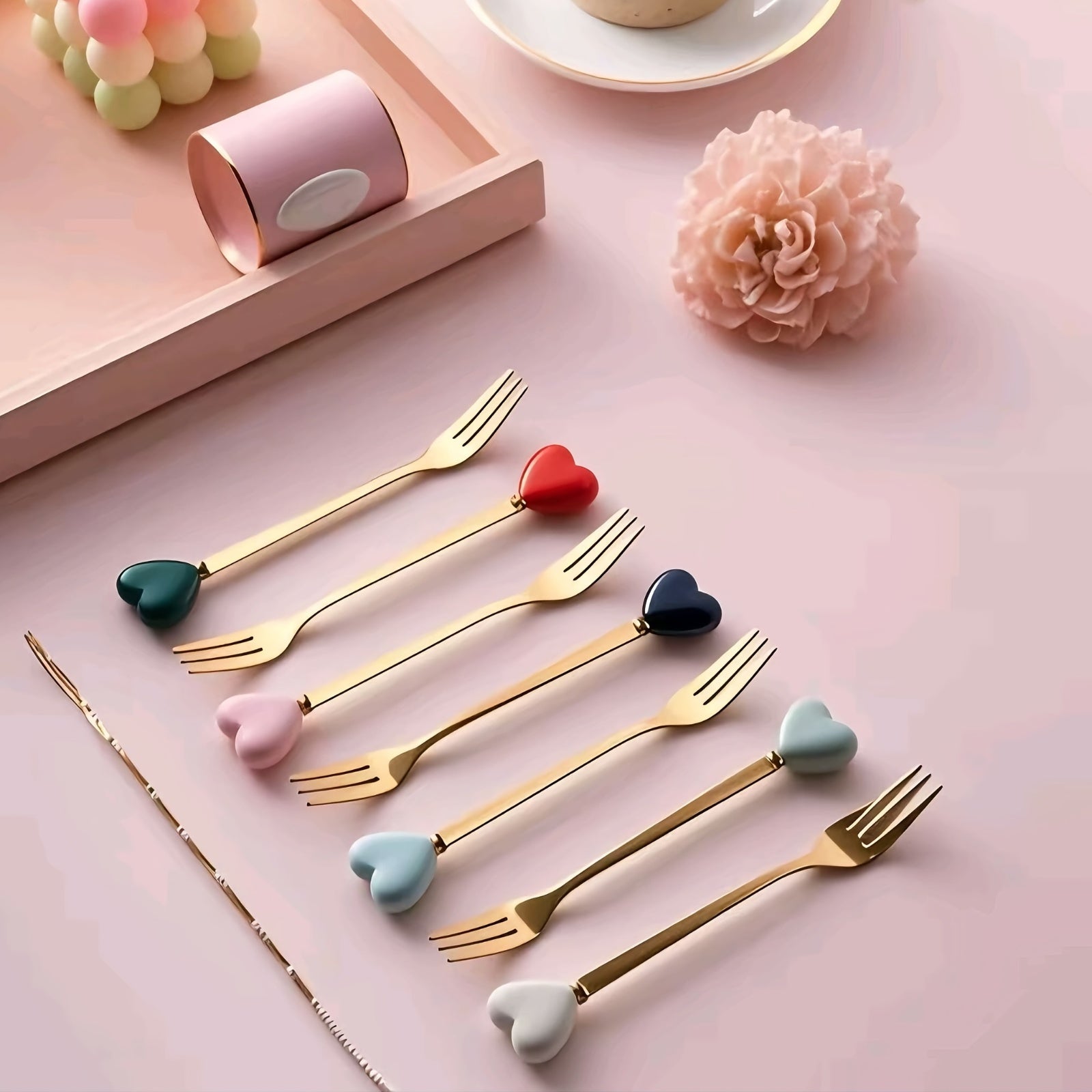 Luxury Stainless Steel Fork Spoon Set (2/4 Pieces), Fashion Tableware, Perfect for Afternoon Tea, Wedding, Cafe, Ideal Gift for Women, Travel Essential, Colorful Ice Cream Dessert Spoon for Summer Cake Yogurt